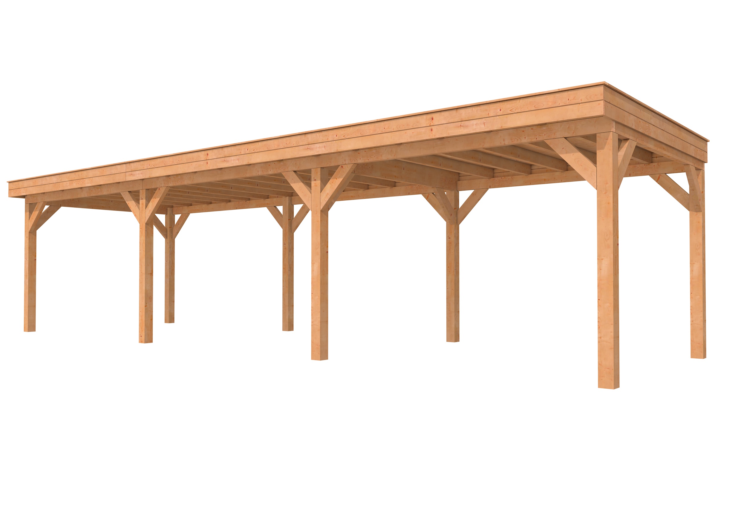 Buitenverblijf plat dak Premium III, douglas, basismodel L/D, 1042x307 cm, onbehandeld.