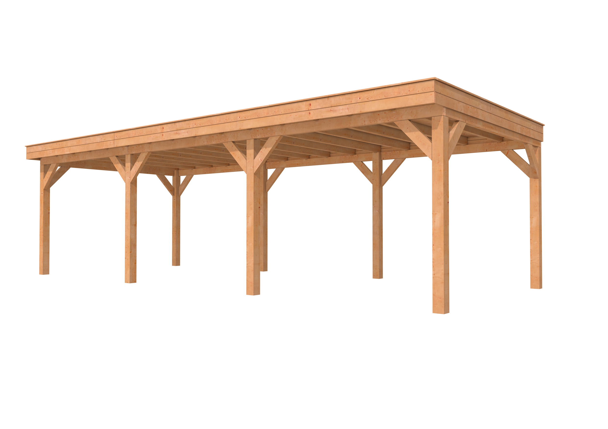 Buitenverblijf plat dak Premium III, douglas, basismodel XL/C, 892x357 cm, onbehandeld.