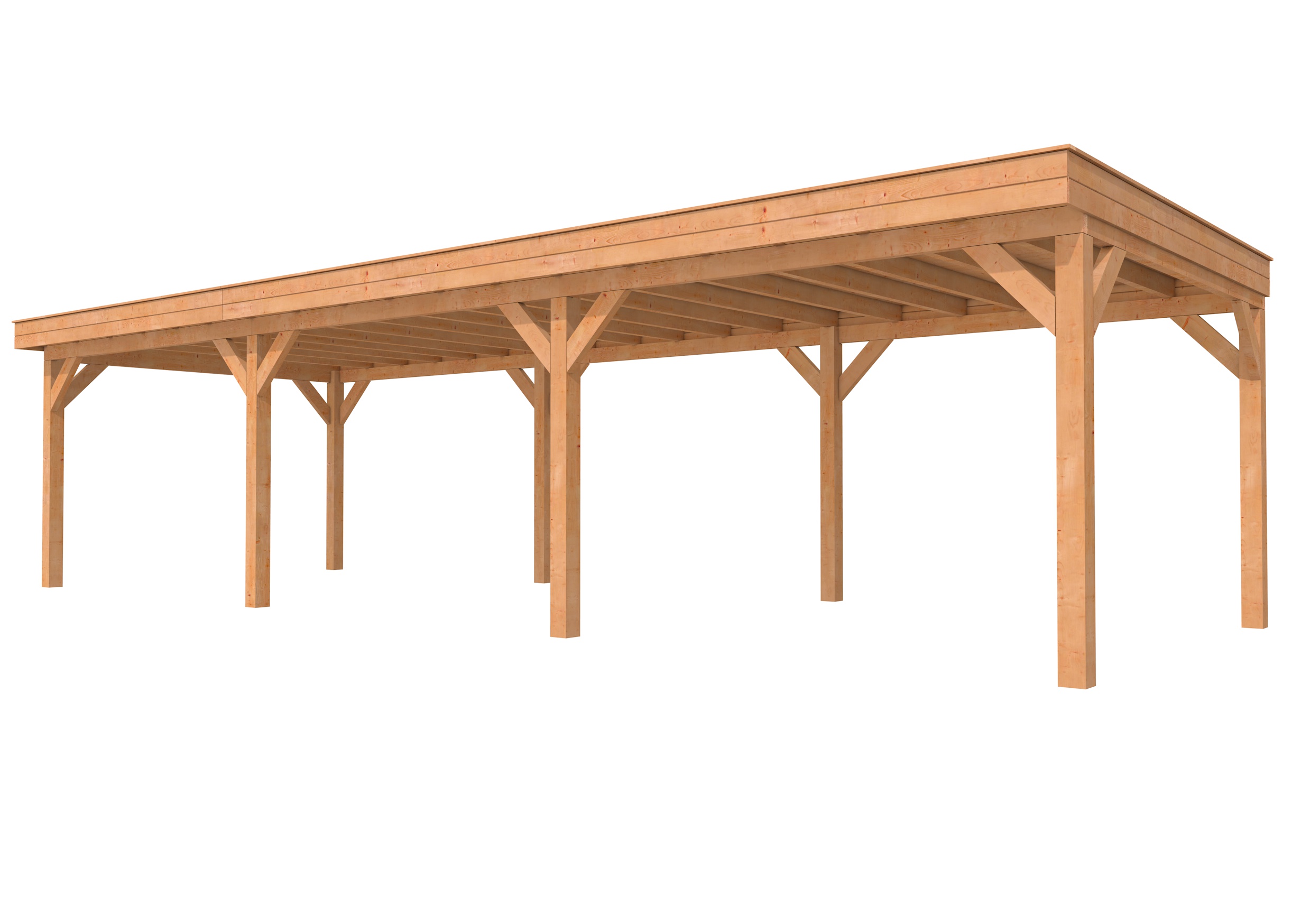 Buitenverblijf plat dak Premium III, douglas, basismodel XL/D, 1042x357 cm, onbehandeld.