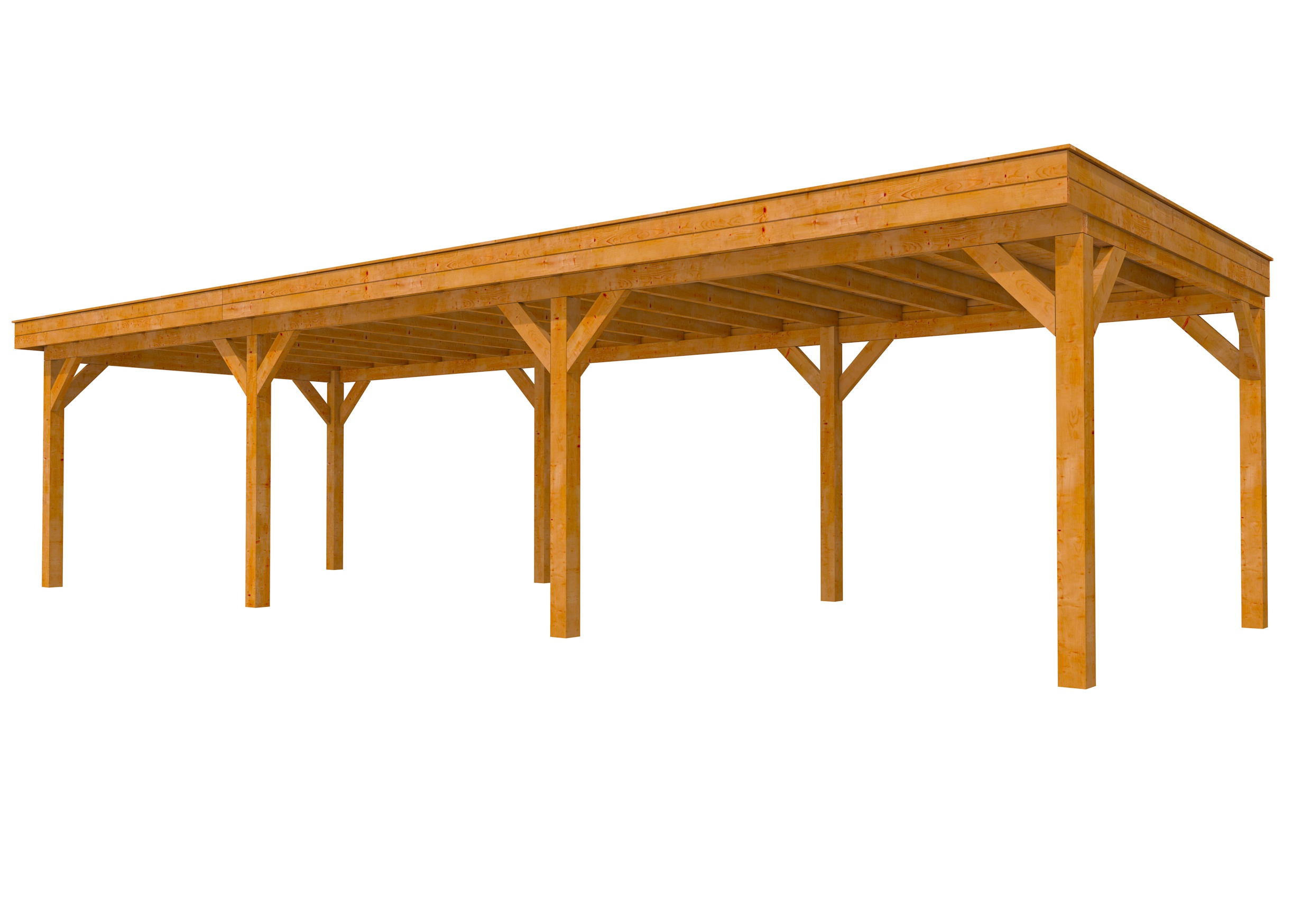 Buitenverblijf plat dak Premium III, douglas, basismodel XL/D, 1042x357 cm, transparant gespoten.