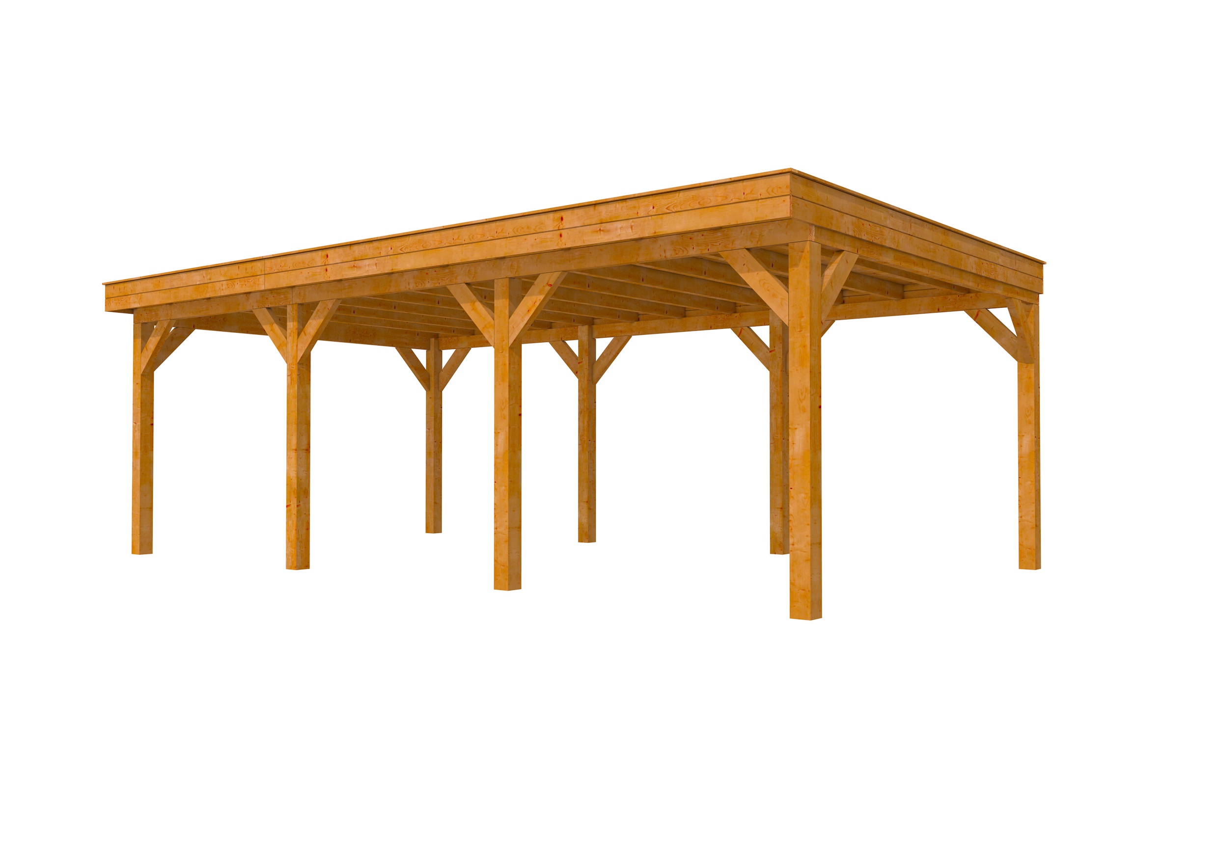 Buitenverblijf plat dak Premium III, douglas, basismodel XXL/B, 742x399 cm, transparant gespoten.