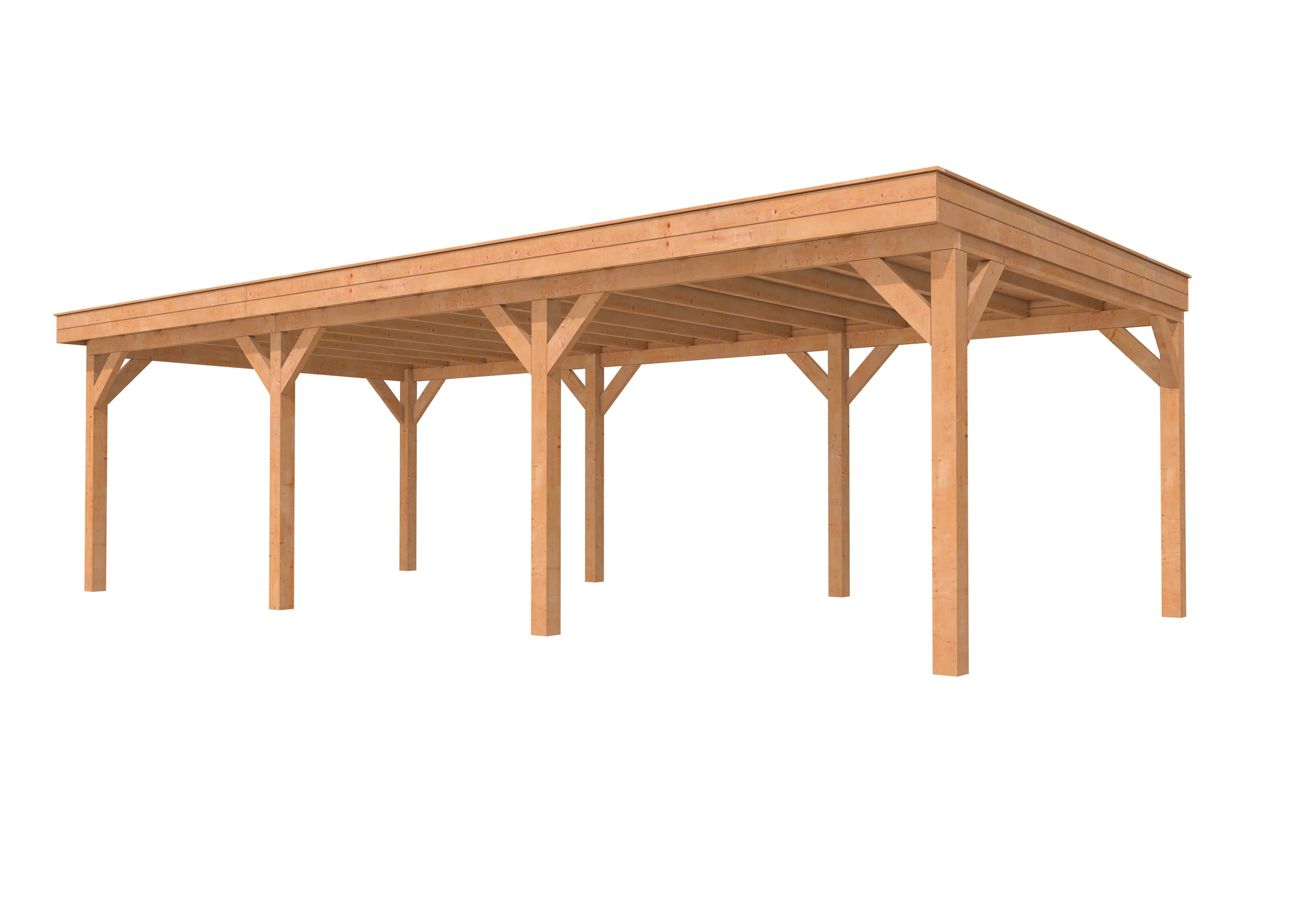 Buitenverblijf plat dak Premium III, douglas, basismodel XXL/C, 892x399 cm, onbehandeld.