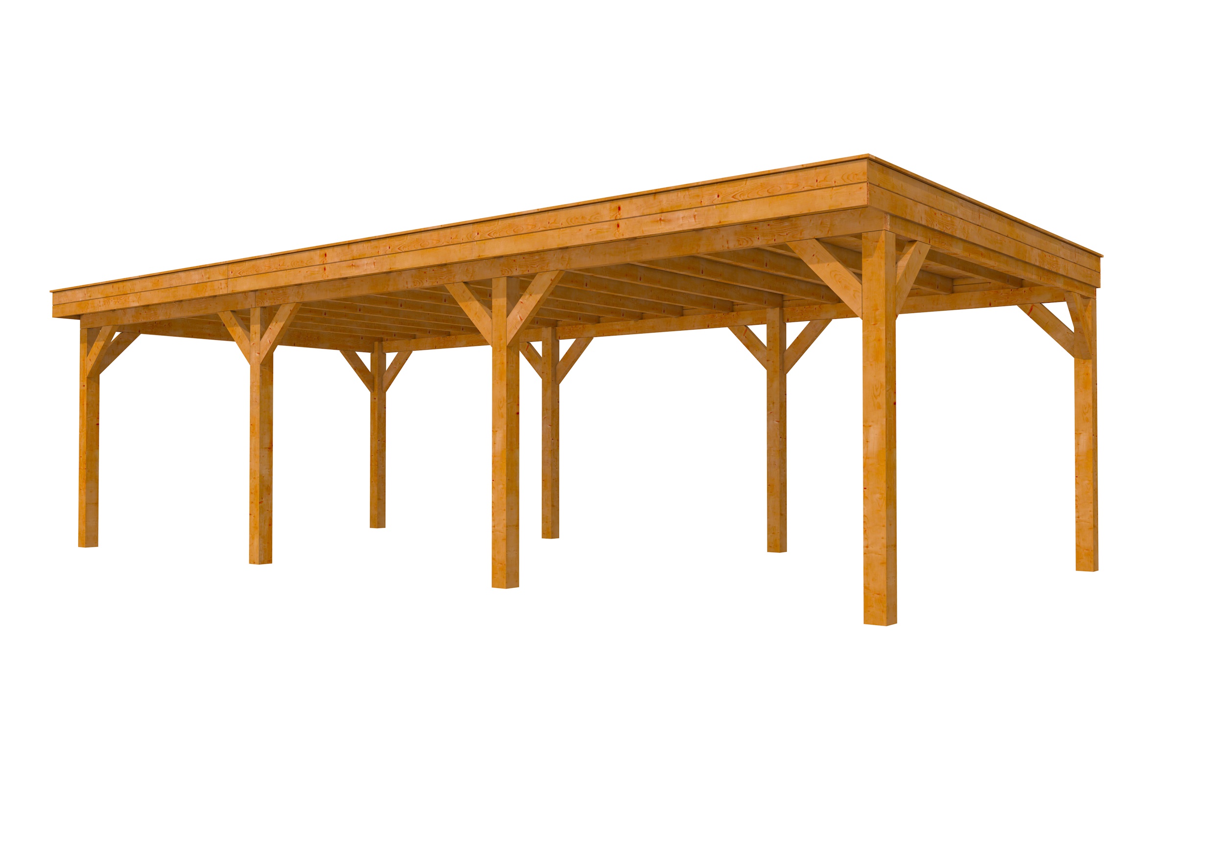 Buitenverblijf plat dak Premium III, douglas, basismodel XXL/C, 892x399 cm, transparant gespoten.