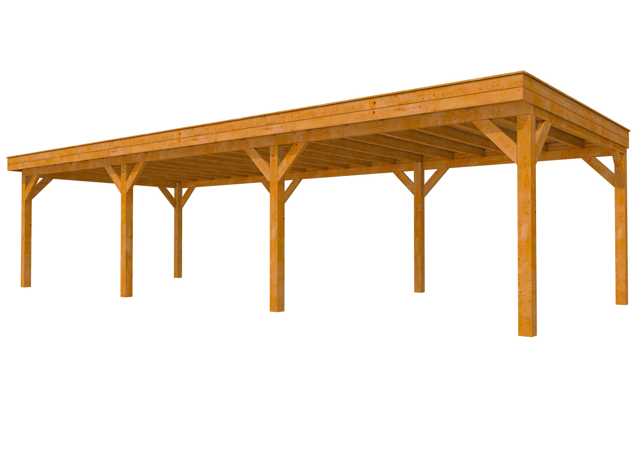 Buitenverblijf plat dak Premium III, douglas, basismodel XXL/D, 1042x399 cm, transparant gespoten.