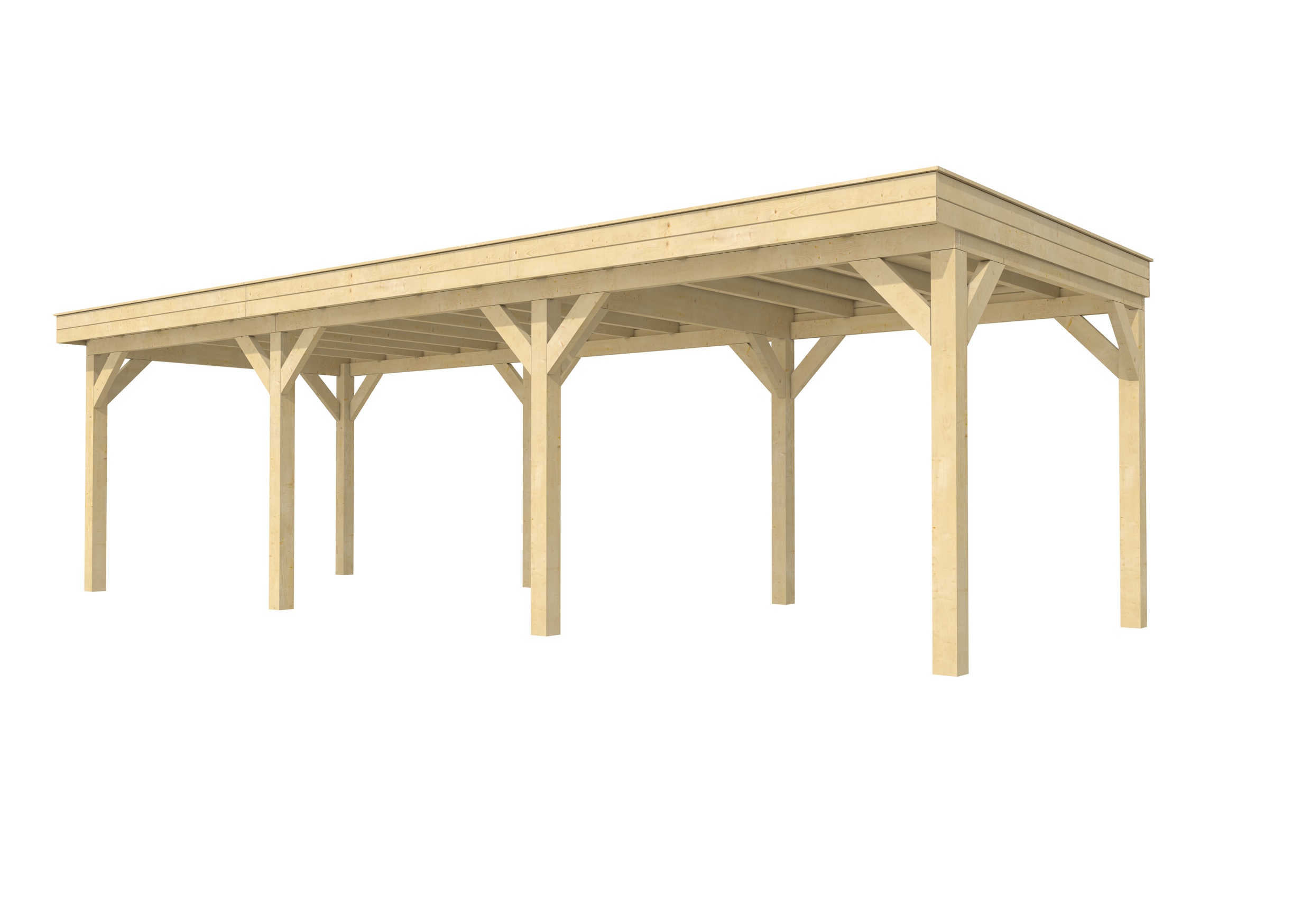 Buitenverblijf plat dak Premium III, vuren, basismodel L/C, 892x307 cm, onbehandeld.