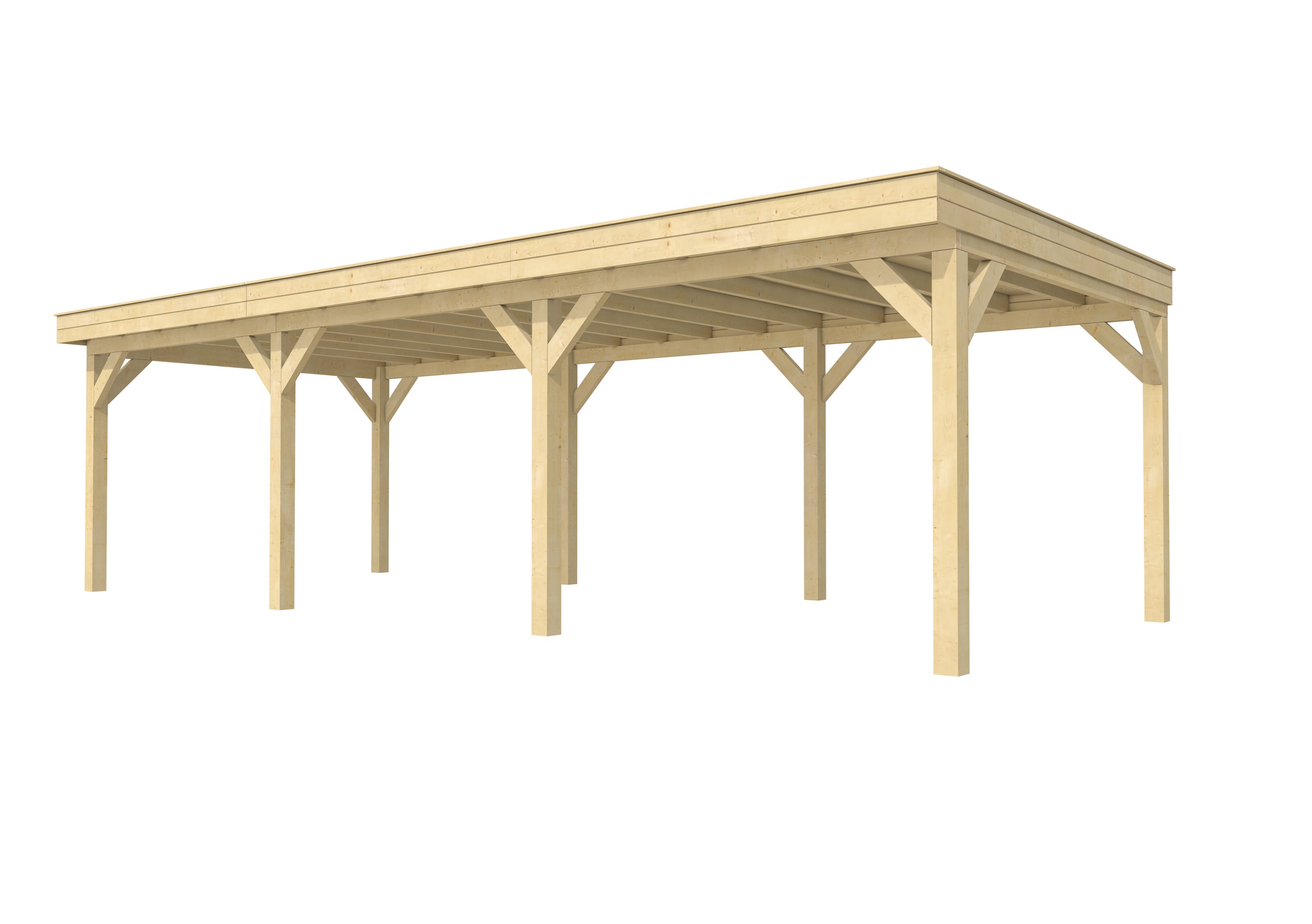Buitenverblijf plat dak Premium III, vuren, basismodel XL/C, 892x357 cm, onbehandeld.
