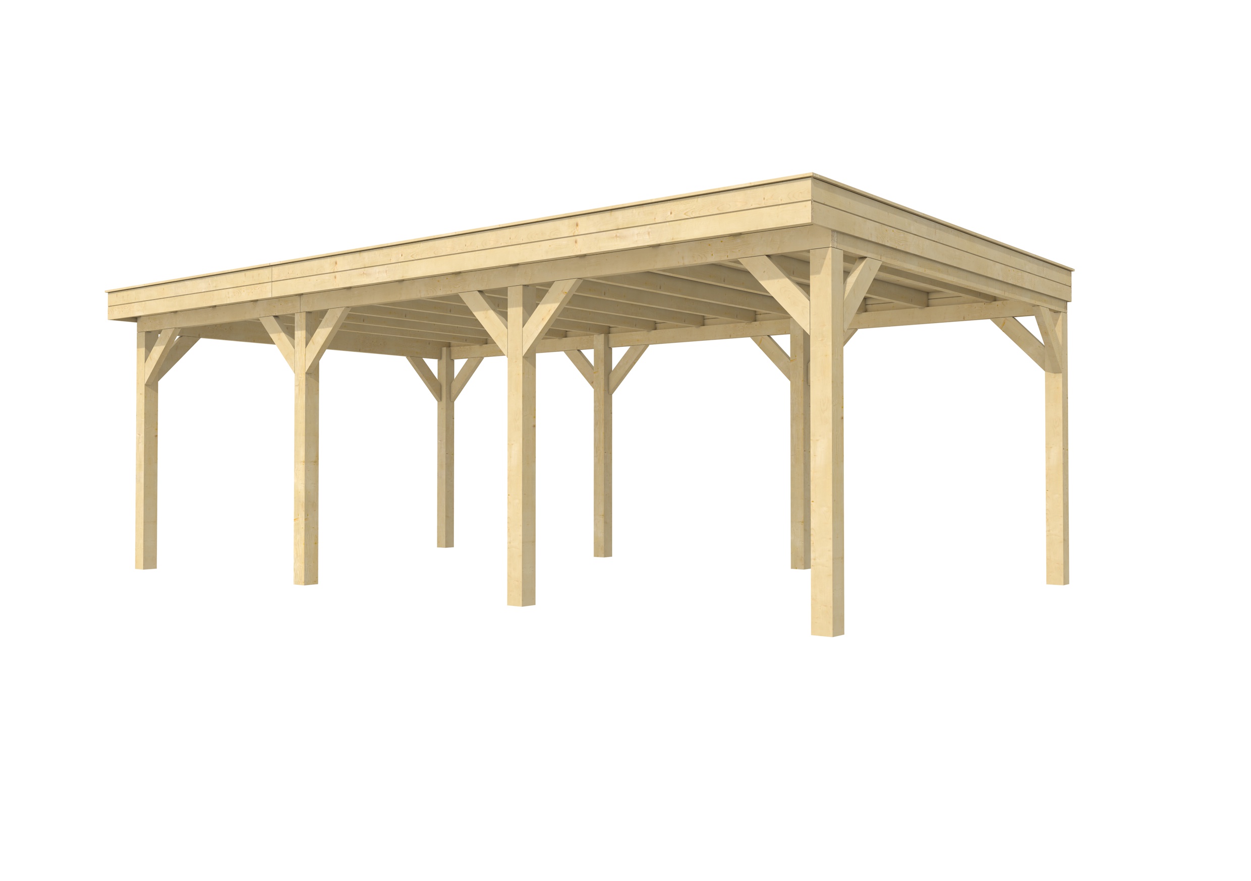 Buitenverblijf plat dak Premium III, vuren, basismodel XXL/B, 742x399 cm, onbehandeld.