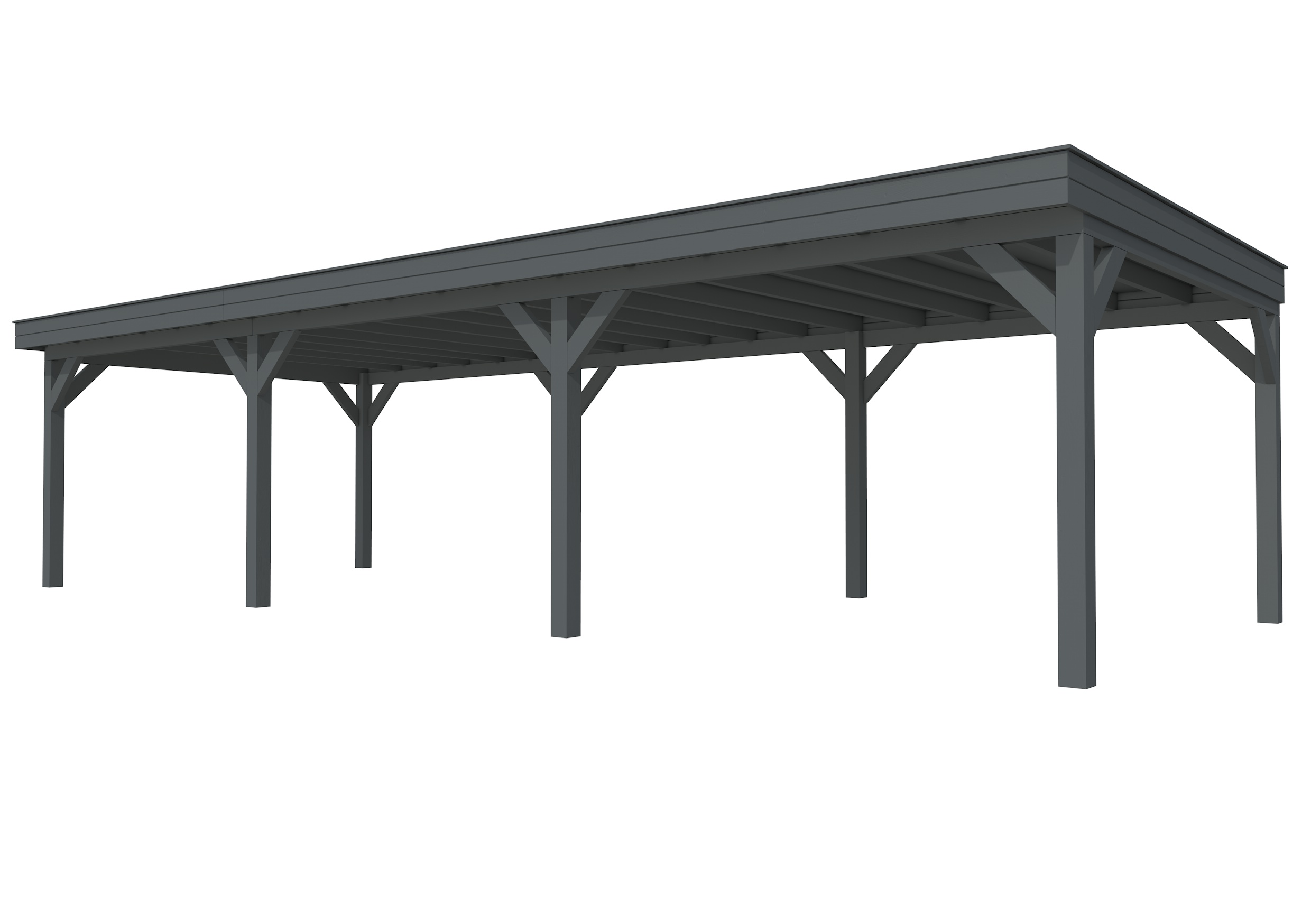 Buitenverblijf plat dak Premium III, vuren, basismodel XXL/D, 1042x399 cm, antraciet gespoten.