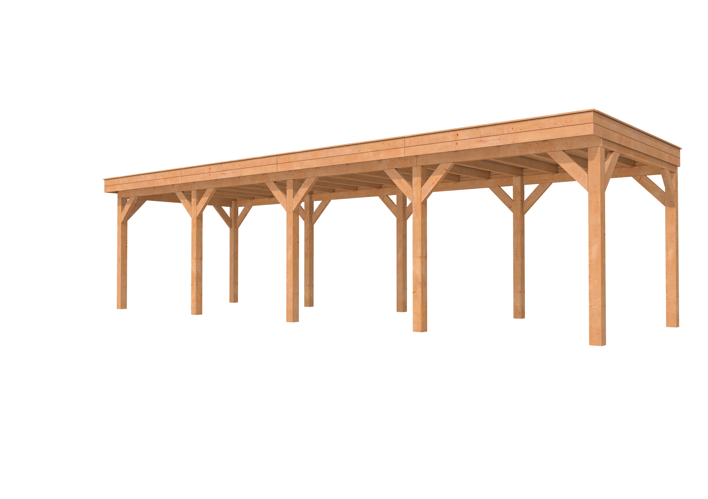 Buitenverblijf plat dak Premium IV, douglas, basismodel L/B, 984x307 cm, onbehandeld.