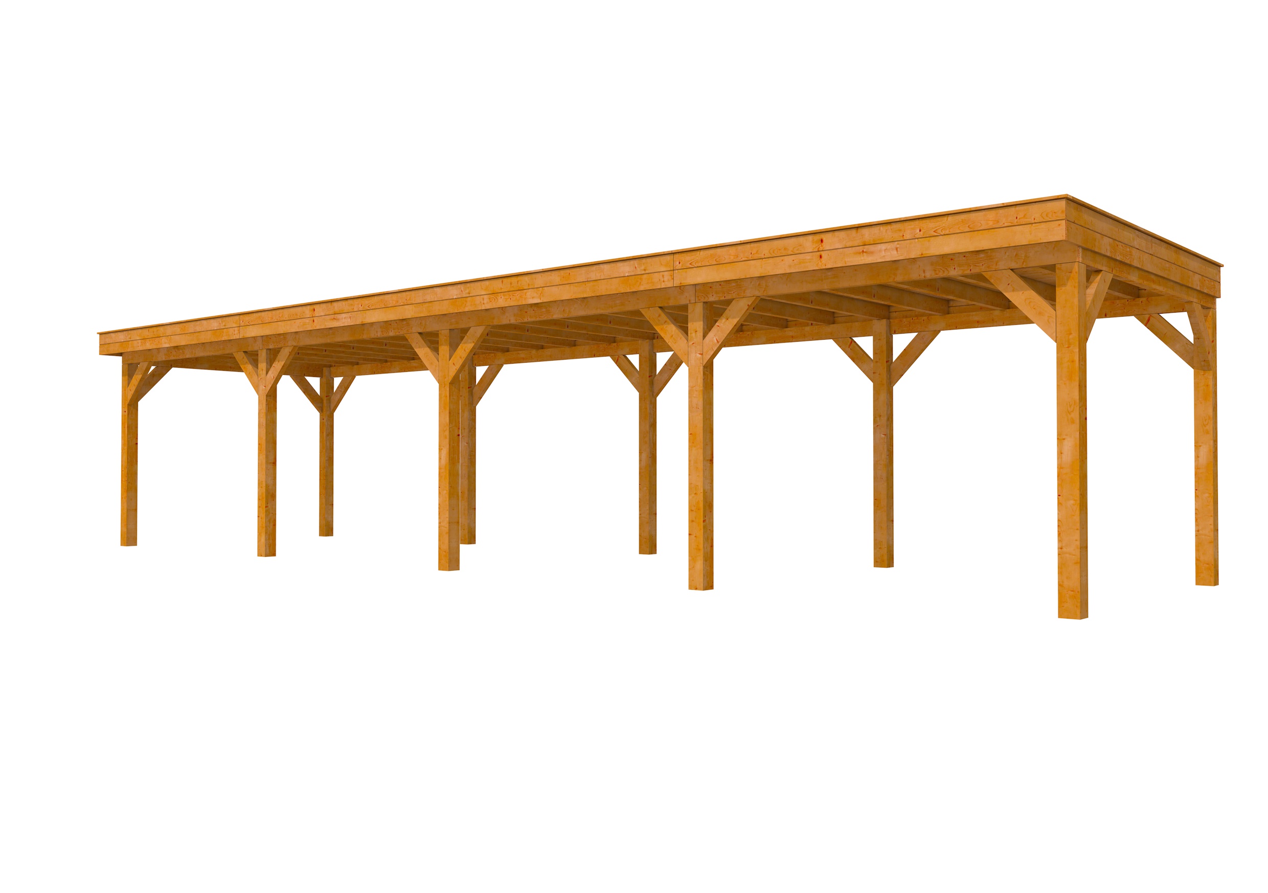 Buitenverblijf plat dak Premium IV, douglas, basismodel L/C, 1184x307 cm, transparant gespoten.