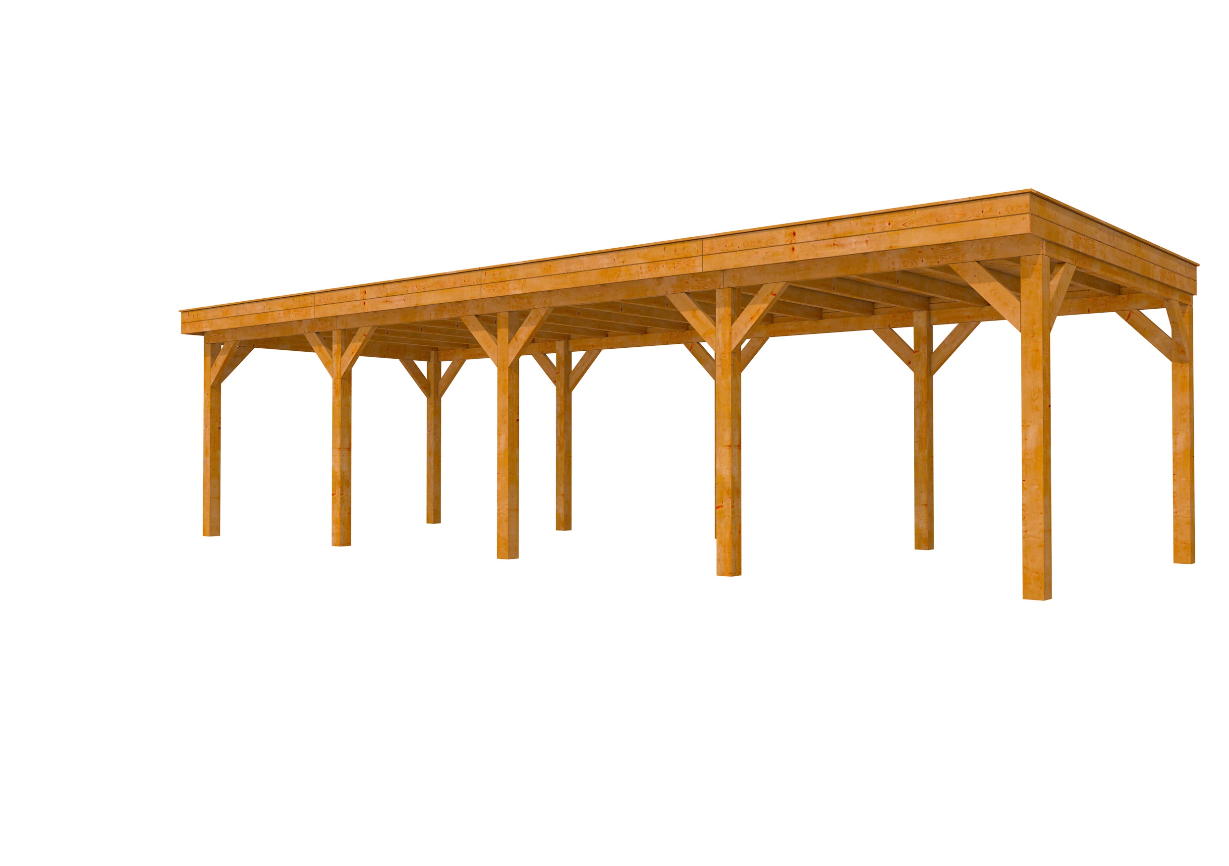 Buitenverblijf plat dak Premium IV, douglas, basismodel XL/B, 984x357 cm, transparant gespoten.