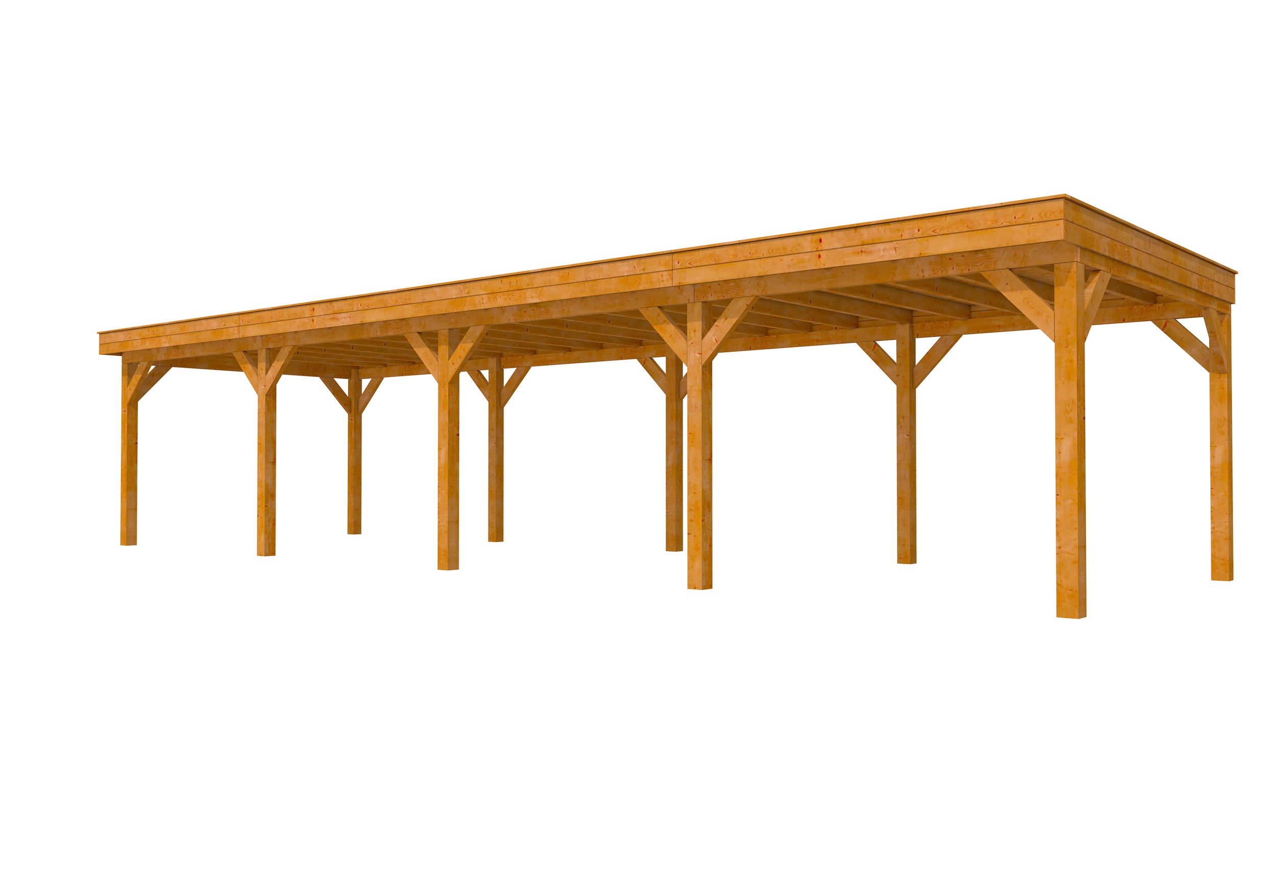 Buitenverblijf plat dak Premium IV, douglas, basismodel XL/C, 1184x357 cm, transparant gespoten.