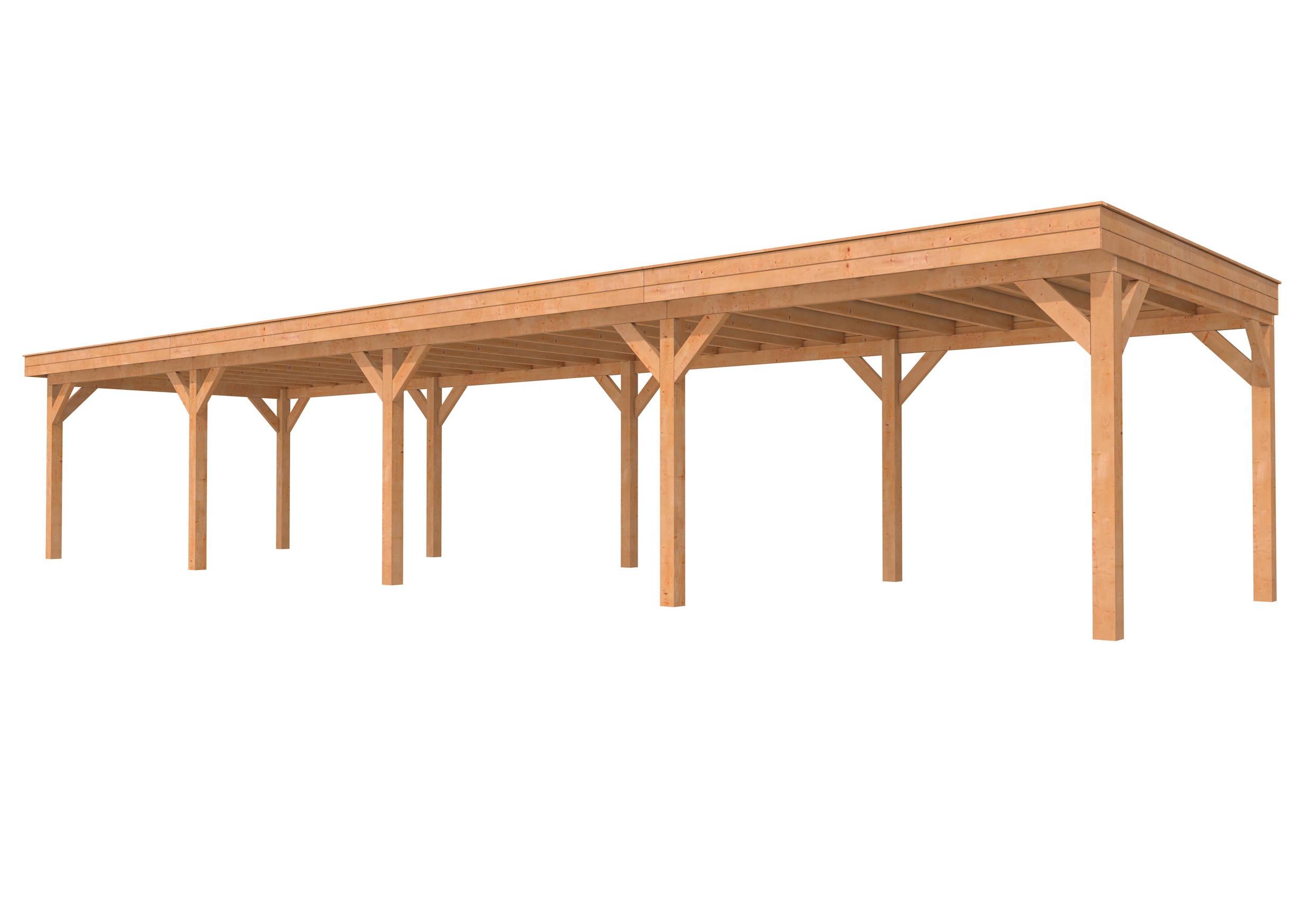 Buitenverblijf plat dak Premium IV, douglas, basismodel XL/D, 1384x357 cm, onbehandeld.