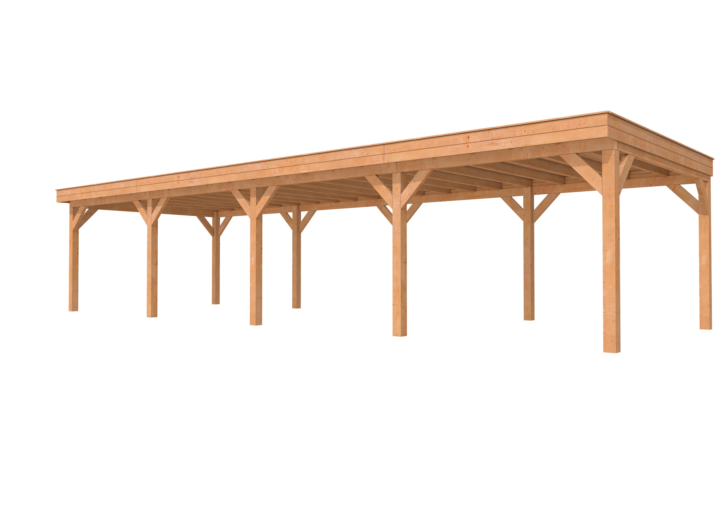 Buitenverblijf plat dak Premium IV, douglas, basismodel XXL/C, 1184x399 cm, onbehandeld.