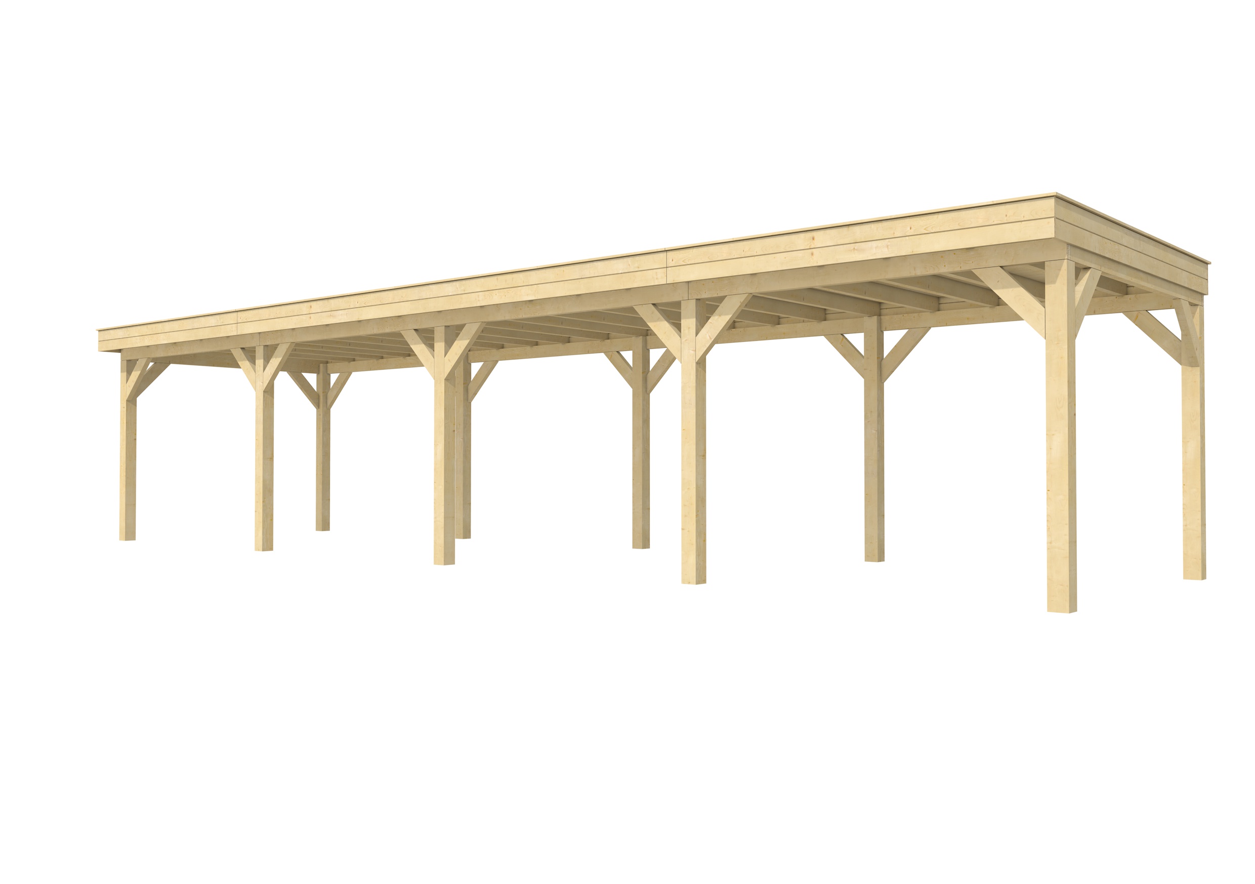 Buitenverblijf plat dak Premium IV, vuren, basismodel L/C, 1184x307 cm, onbehandeld.