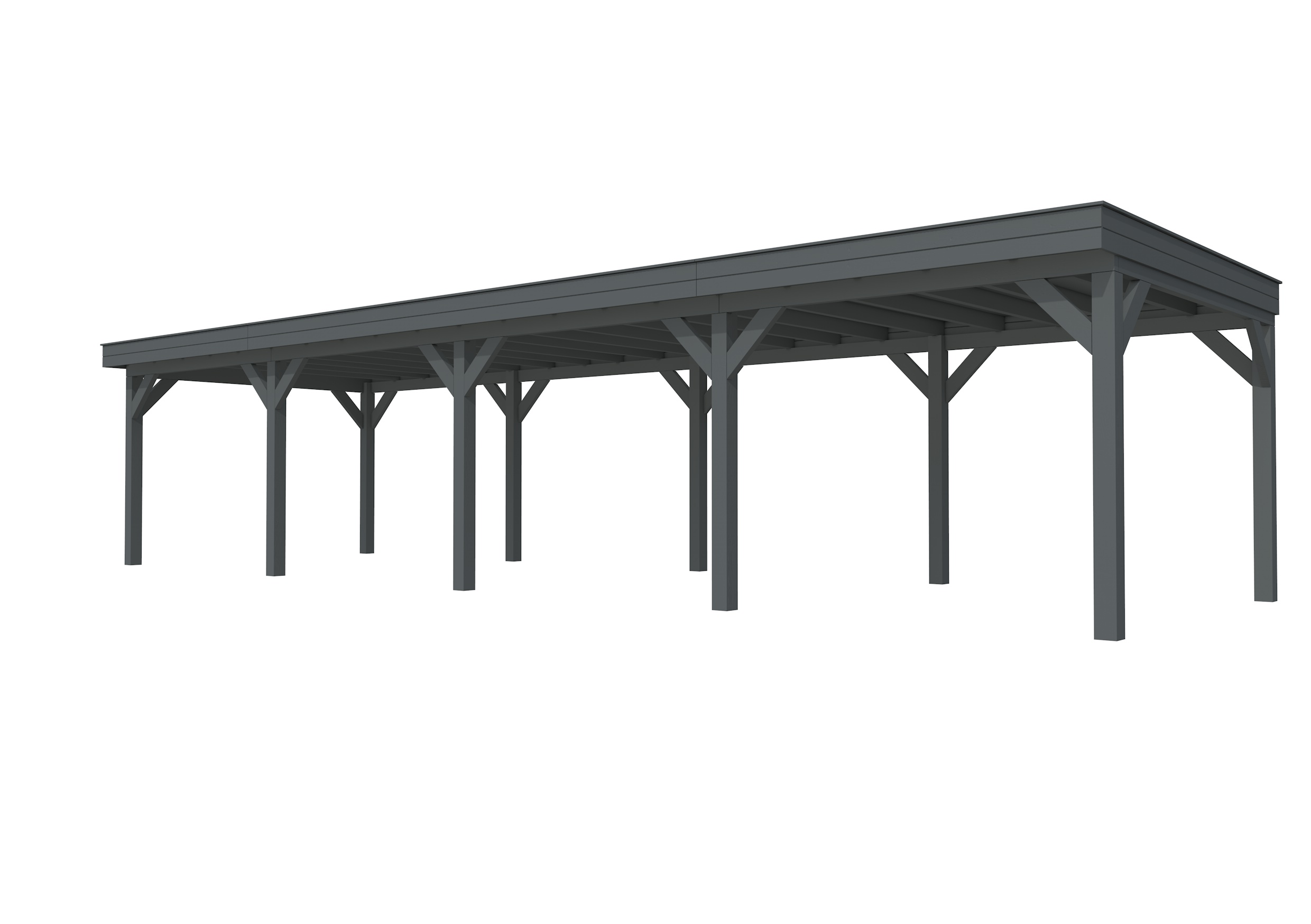 Buitenverblijf plat dak Premium IV, vuren, basismodel XL/C, 1184x357 cm, antraciet gespoten.