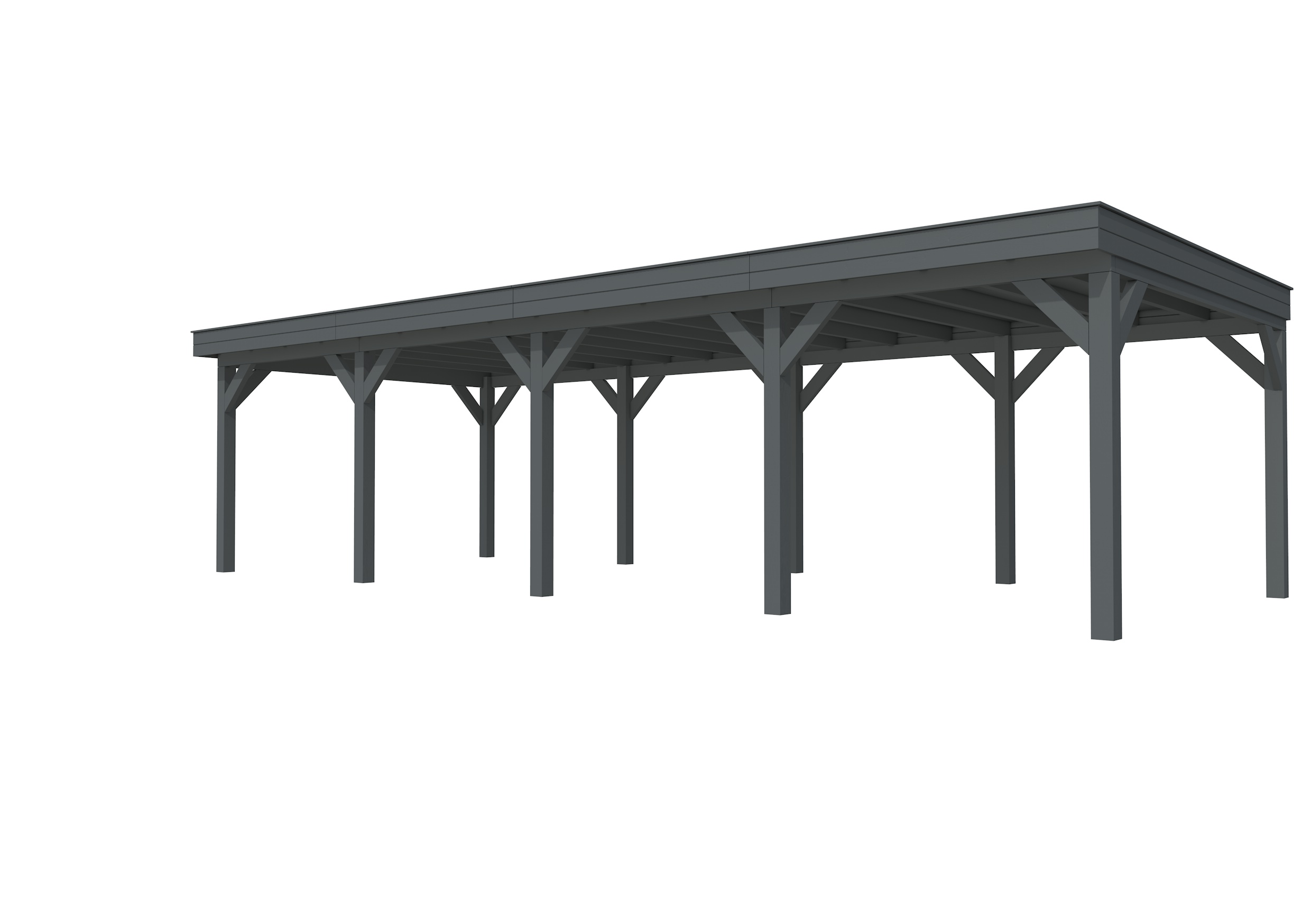 Buitenverblijf plat dak Premium IV, vuren, basismodel XXL/B, 984x399 cm, antraciet gespoten.