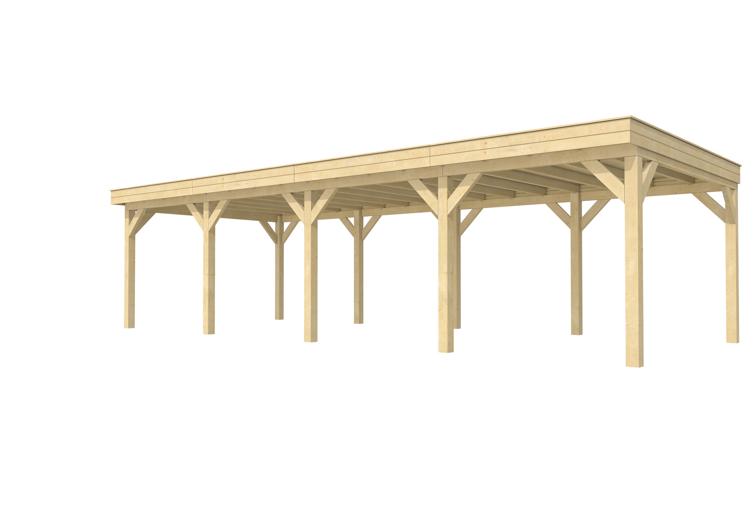 Buitenverblijf plat dak Premium IV, vuren, basismodel XXL/B, 984x399 cm, onbehandeld.
