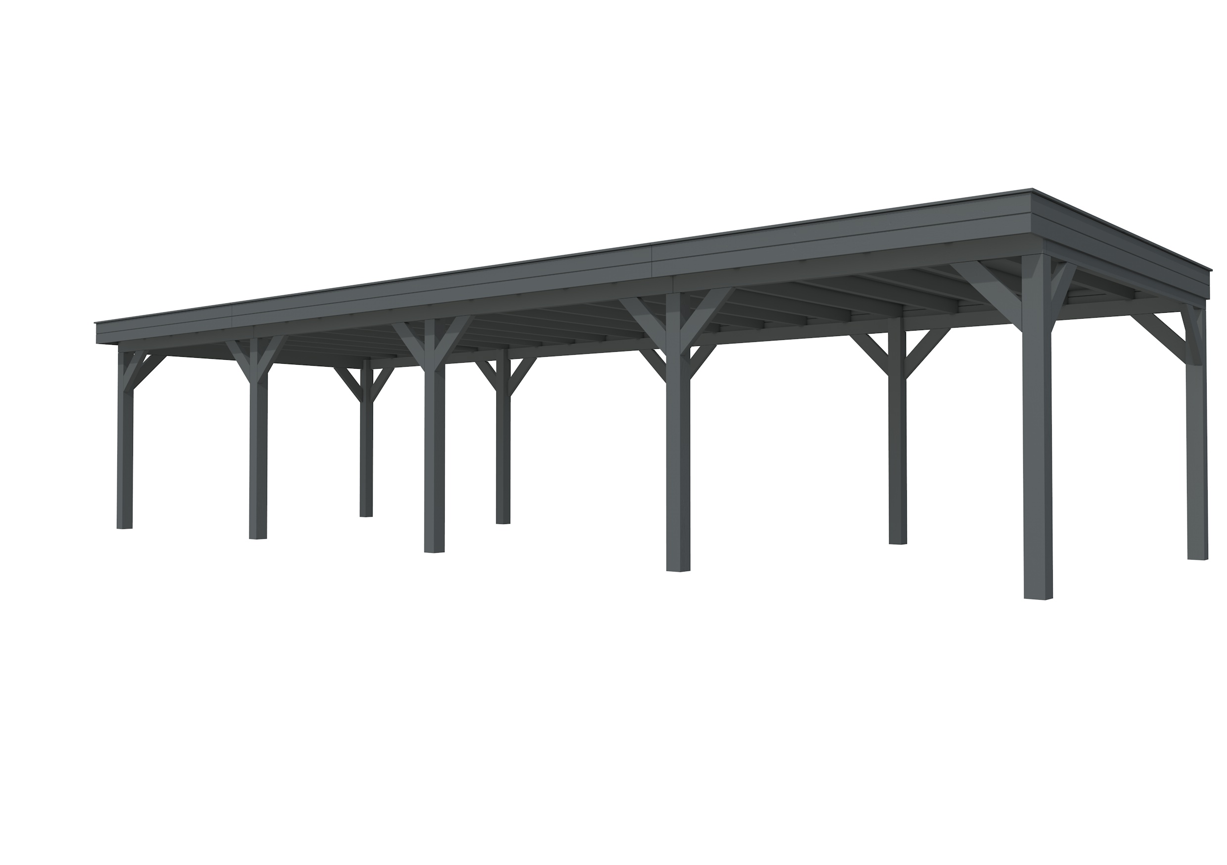 Buitenverblijf plat dak Premium IV, vuren, basismodel XXL/C, 1184x399 cm, antraciet gespoten.