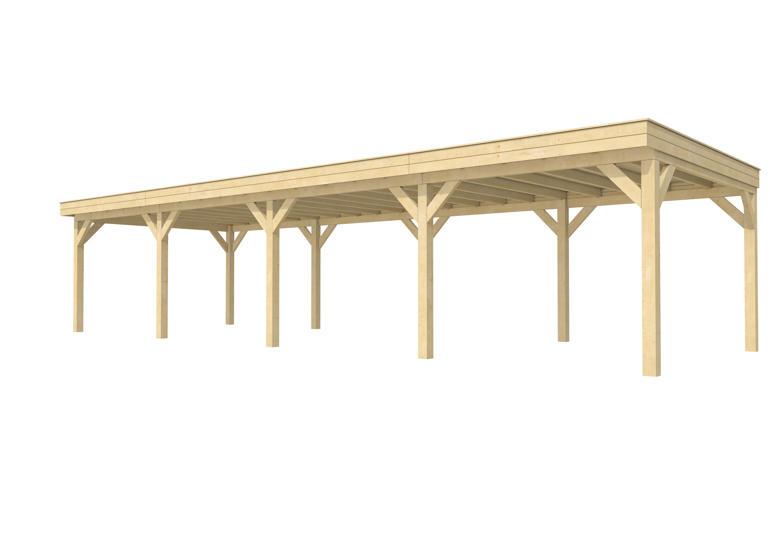 Buitenverblijf plat dak Premium IV, vuren, basismodel XXL/C, 1184x399 cm, onbehandeld.