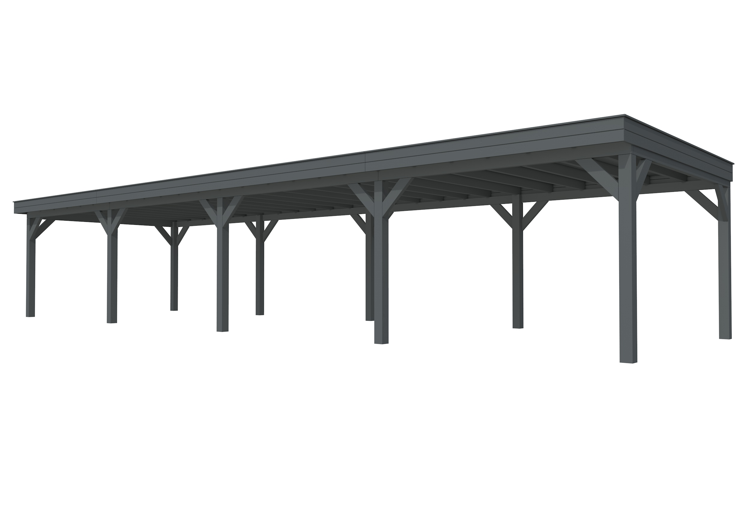 Buitenverblijf plat dak Premium IV, vuren, basismodel XXL/D, 1384x399 cm, antraciet gespoten.