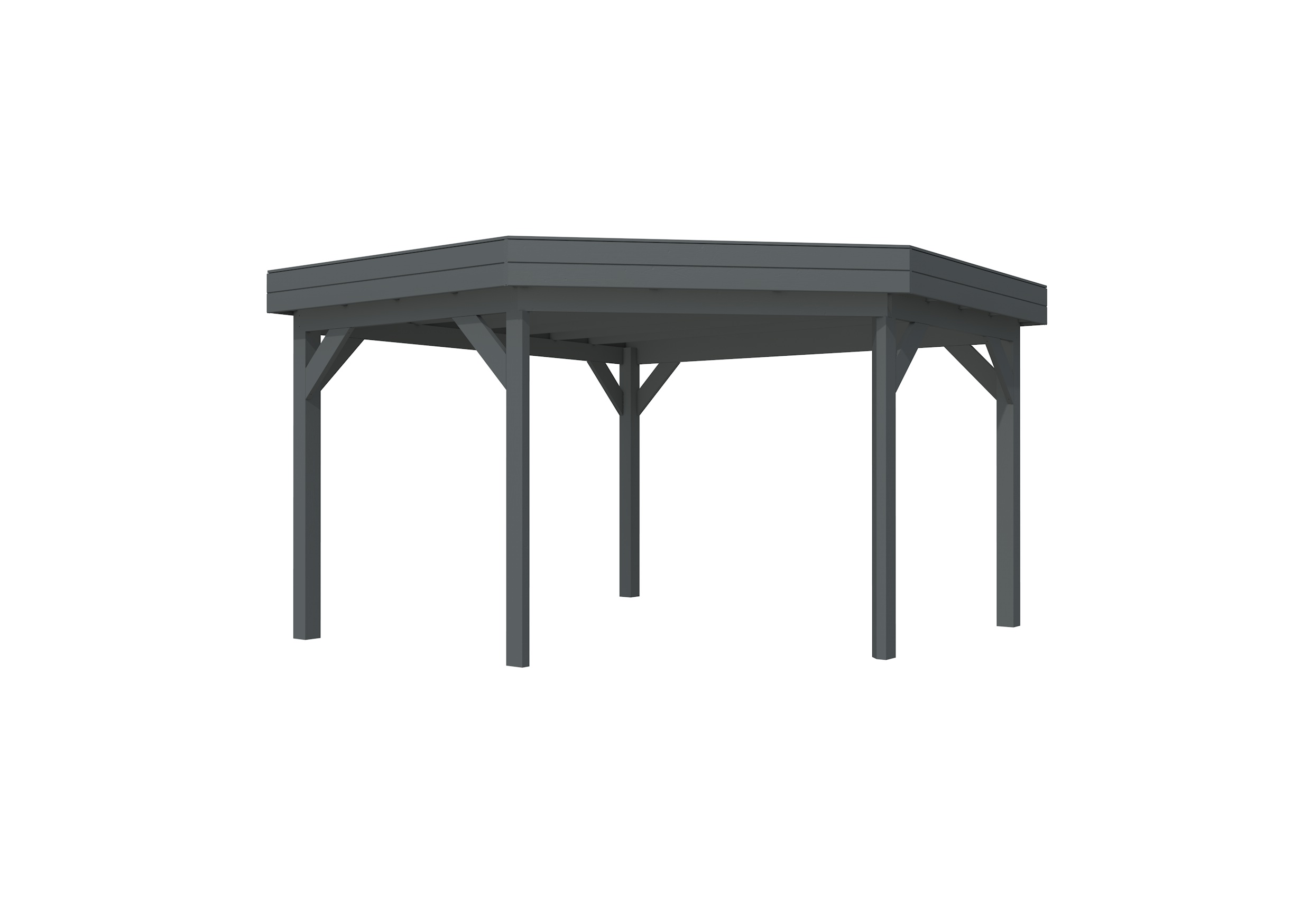 Buitenverblijf plat dak Premium hoekmodel, vuren, basismodel XXL/E, 399x399 cm, antraciet gespoten.