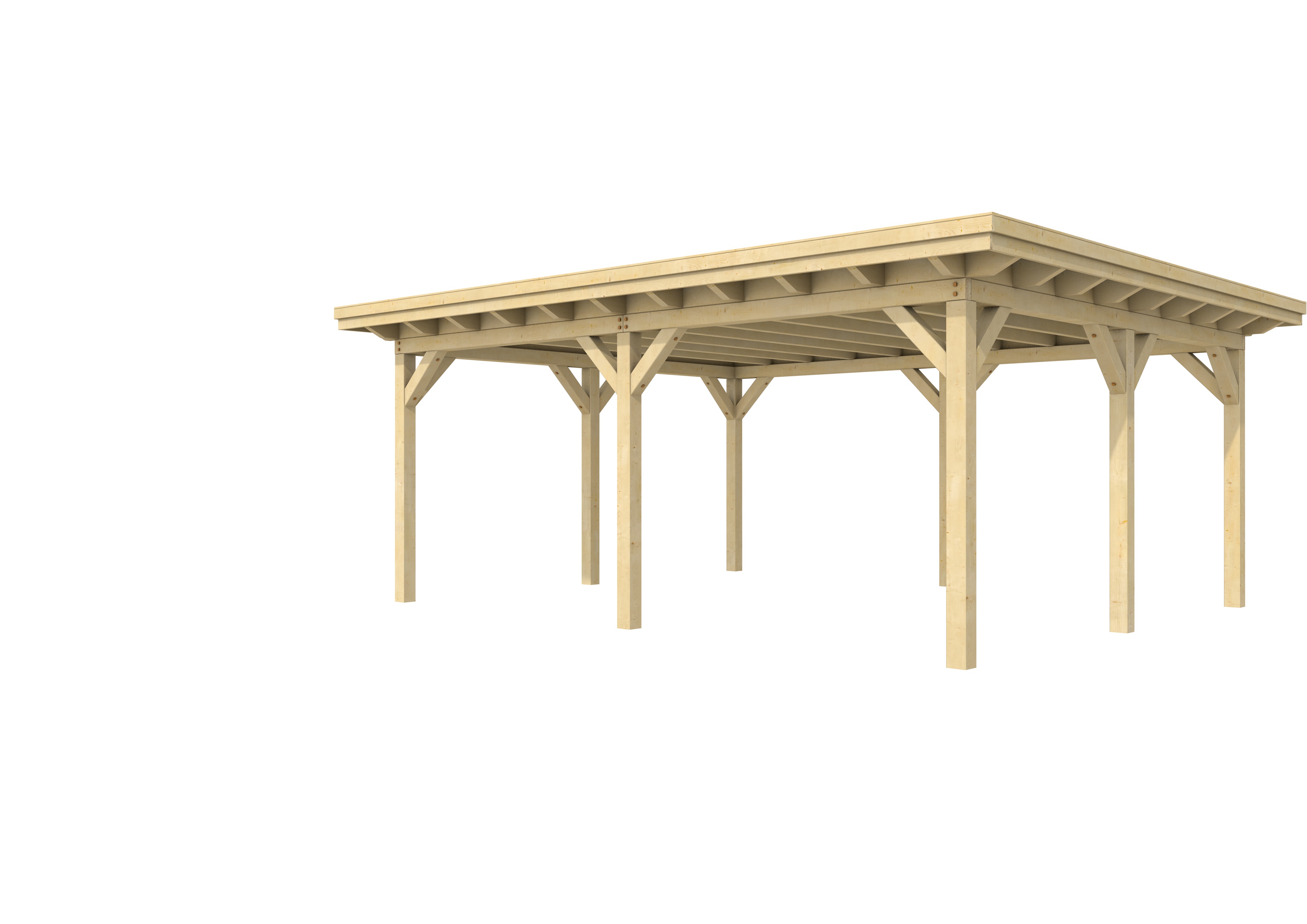 Buitenverblijf plat dak Prestige II, vuren, basismodel XXXL/C, 599x499 cm, onbehandeld.