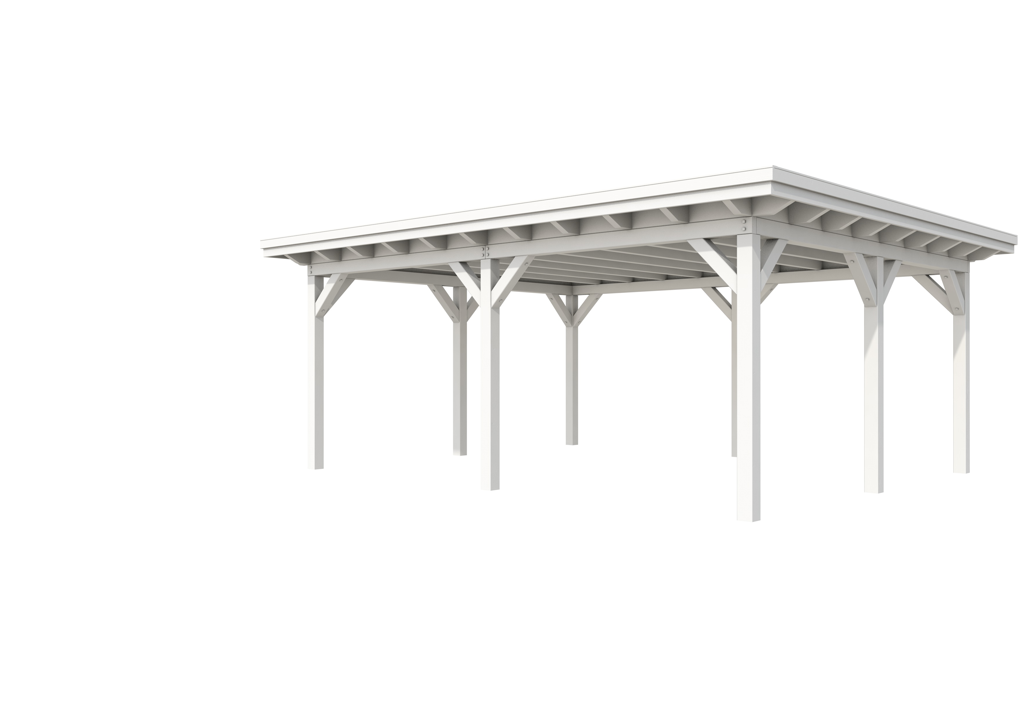 Buitenverblijf plat dak Prestige II, vuren, basismodel XXXL/C, 599x499 cm, wit gespoten.