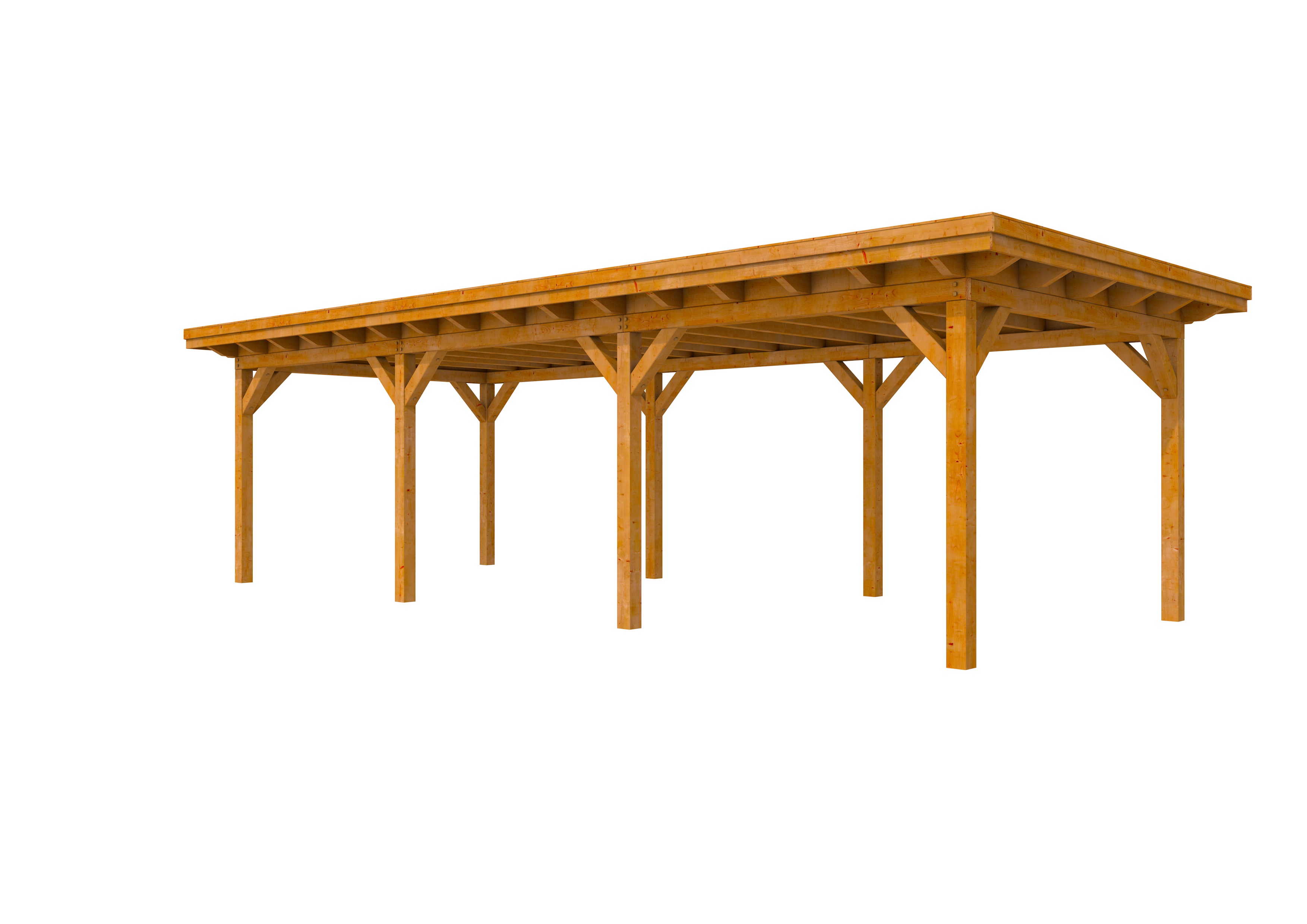 Buitenverblijf plat dak Prestige III, douglas, basismodel XL/C, 892x357 cm, transparant gespoten.