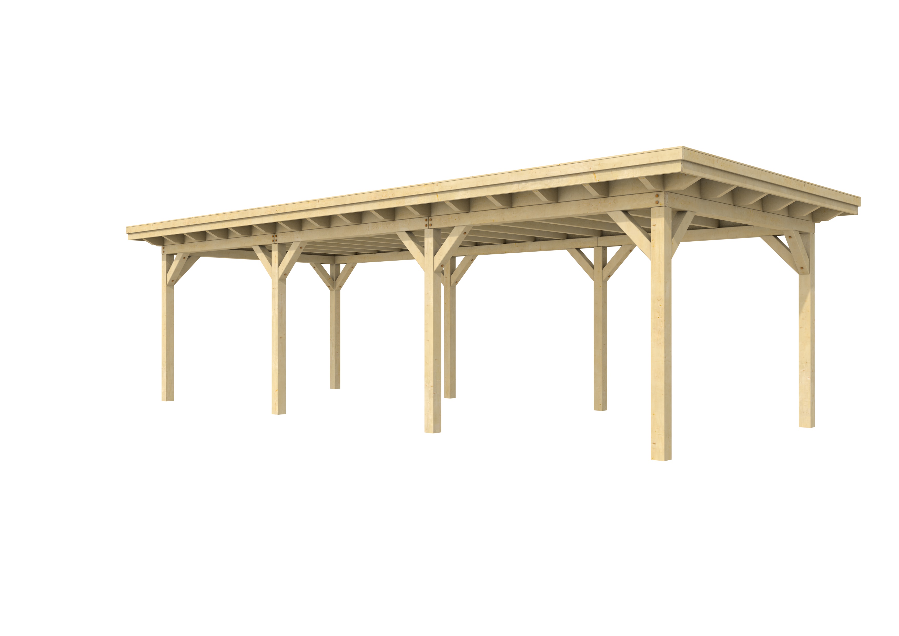 Buitenverblijf plat dak Prestige III, vuren, basismodel XL/C, 892x357 cm, onbehandeld.