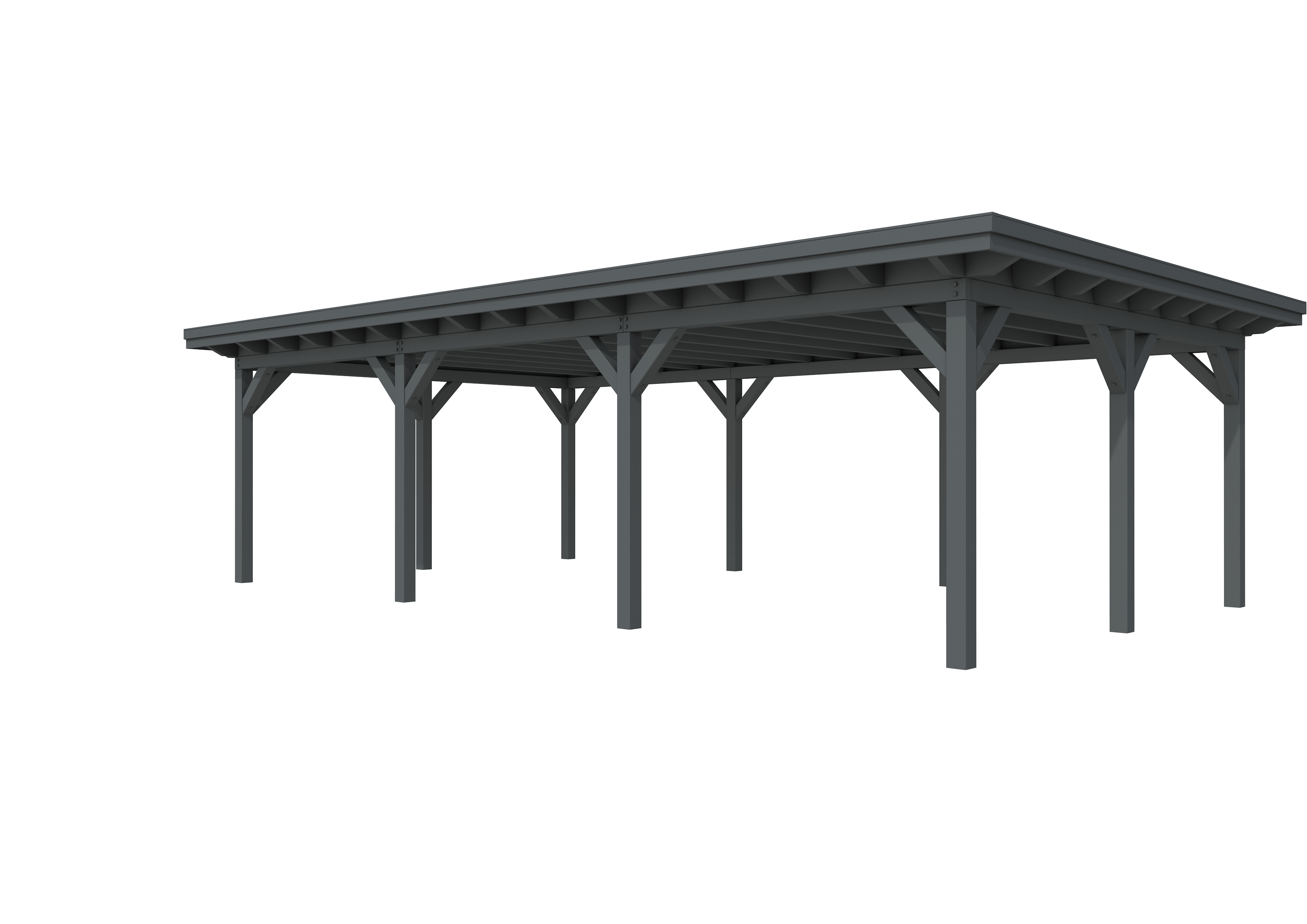 Buitenverblijf plat dak Prestige III, vuren, basismodel XXXL/C, 892x499 cm, antraciet gespoten.