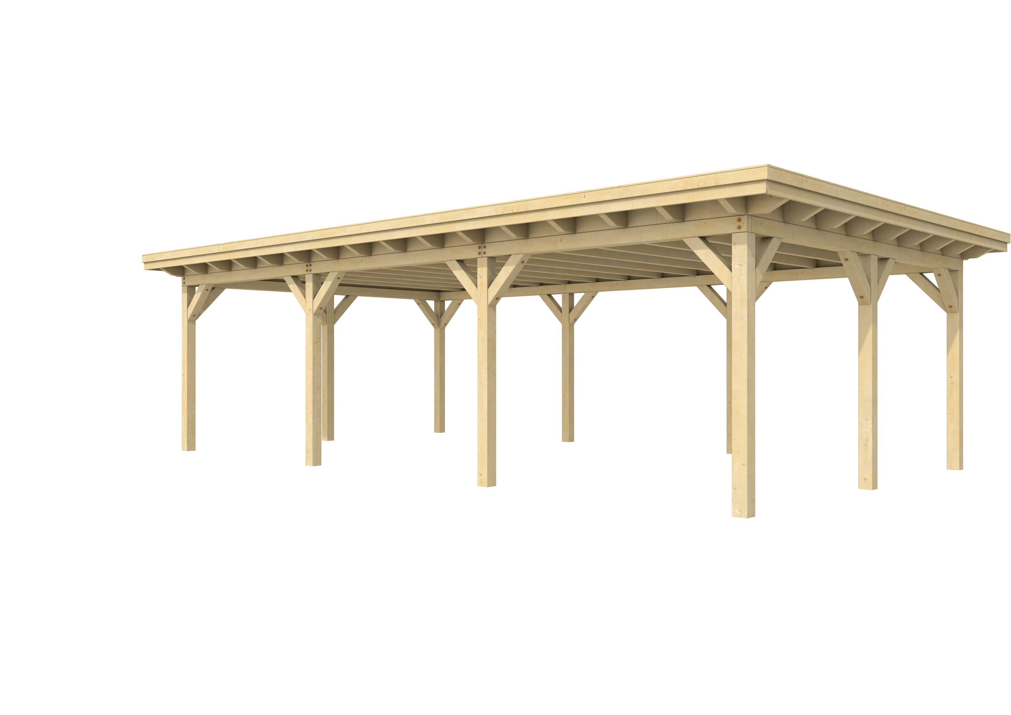 Buitenverblijf plat dak Prestige III, vuren, basismodel XXXL/C, 892x499 cm, onbehandeld.