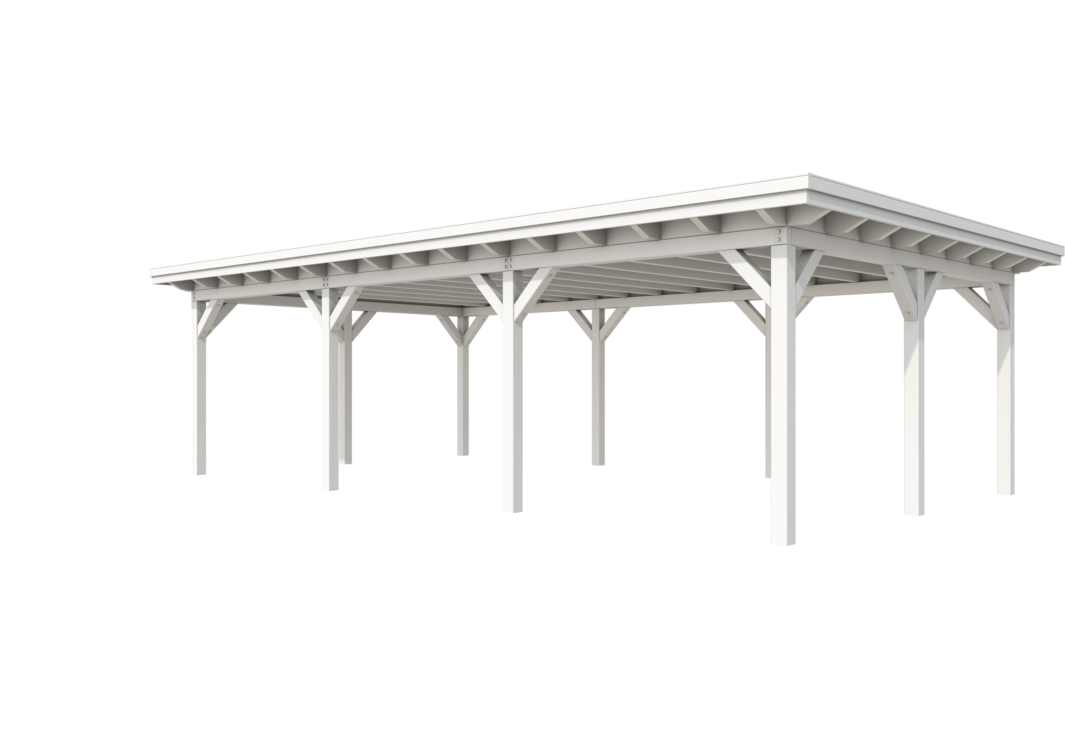 Buitenverblijf plat dak Prestige III, vuren, basismodel XXXL/C, 892x499 cm, wit gespoten.