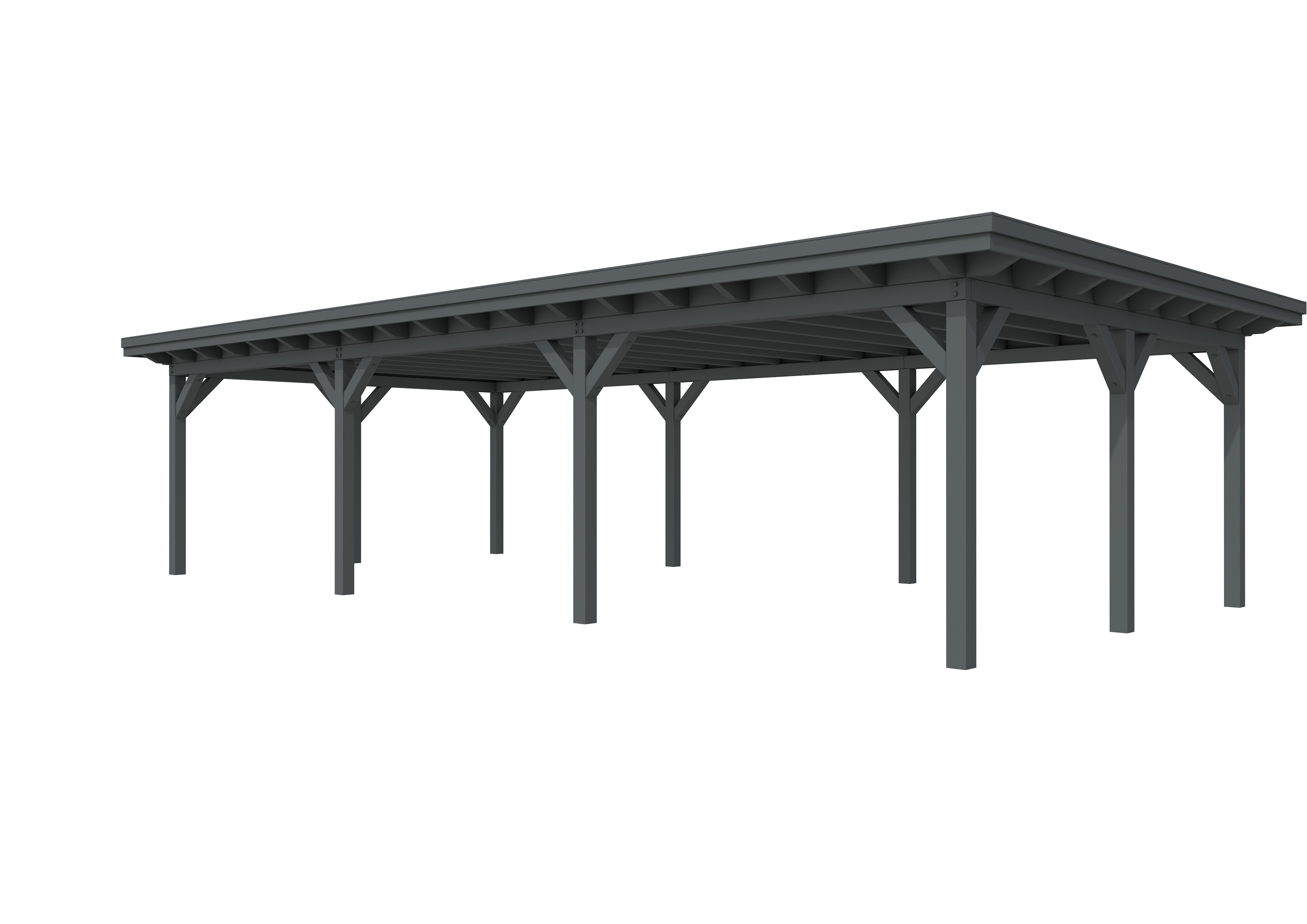 Buitenverblijf plat dak Prestige III, vuren, basismodel XXXL/D, 1042x499 cm, antraciet gespoten.