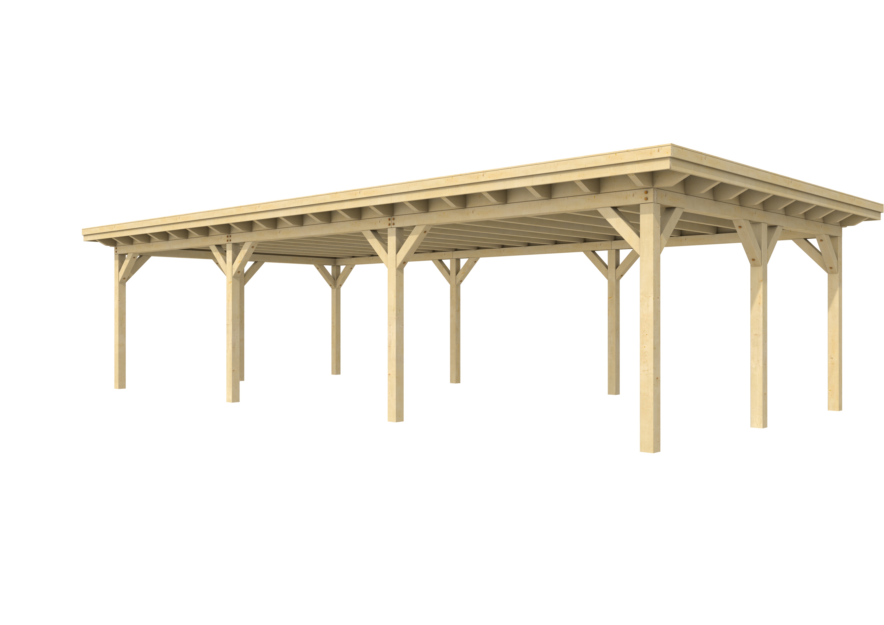 Buitenverblijf plat dak Prestige III, vuren, basismodel XXXL/D, 1042x499 cm, onbehandeld.