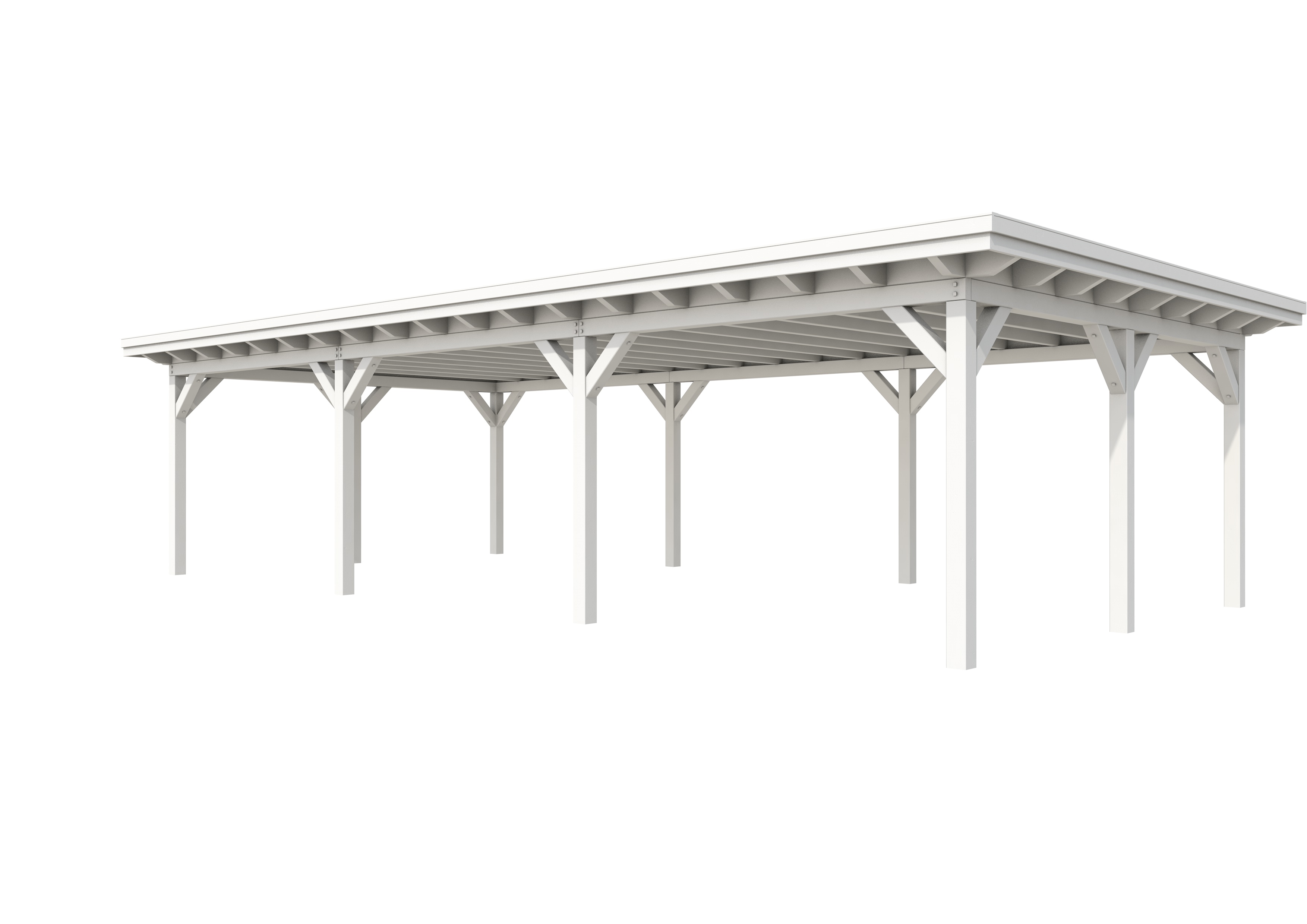 Buitenverblijf plat dak Prestige III, vuren, basismodel XXXL/D, 1042x499 cm, wit gespoten.