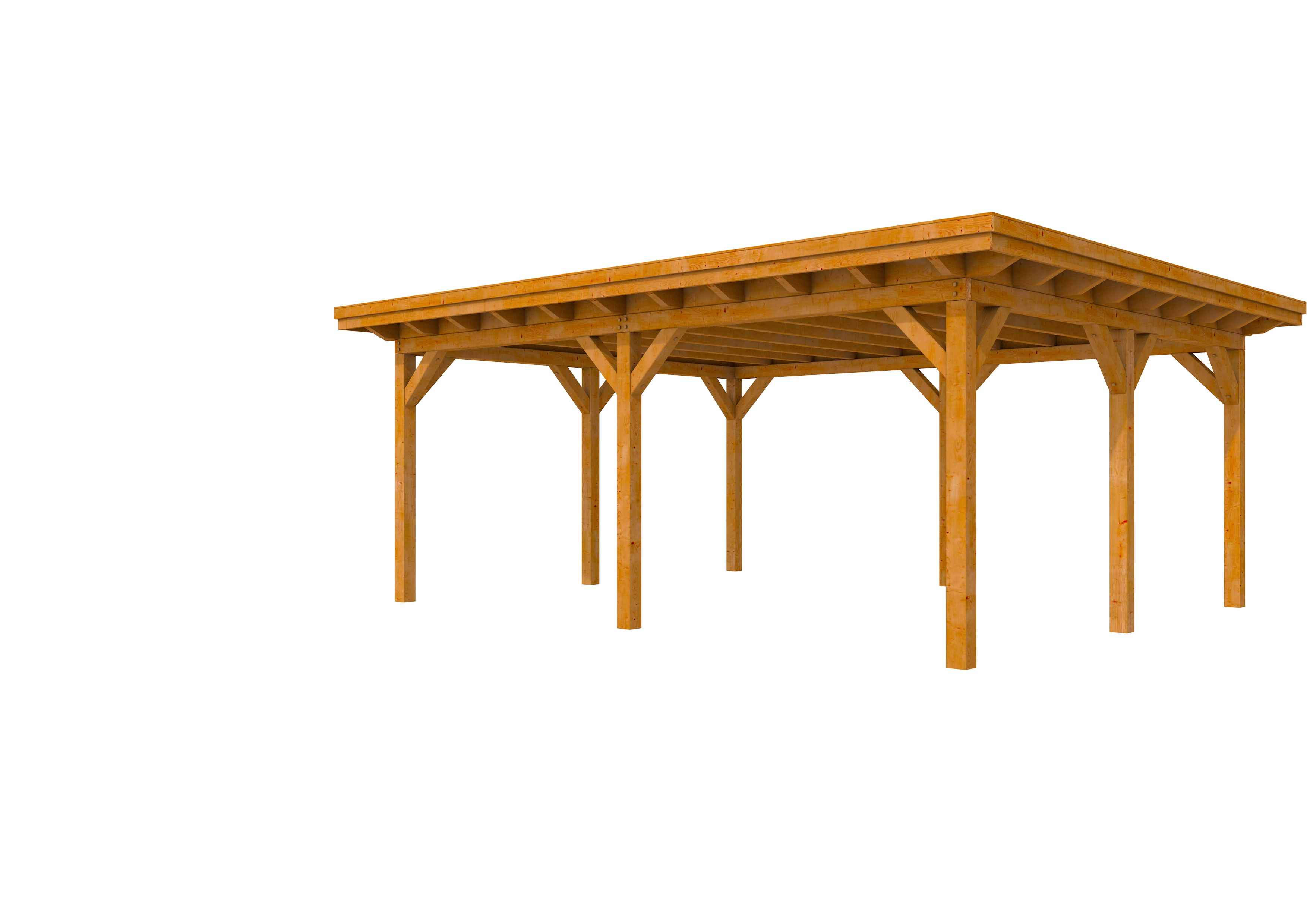 Buitenverblijf plat dak Prestige IV, douglas, basismodel XL/C, 1184x357 cm, transparant gespoten.