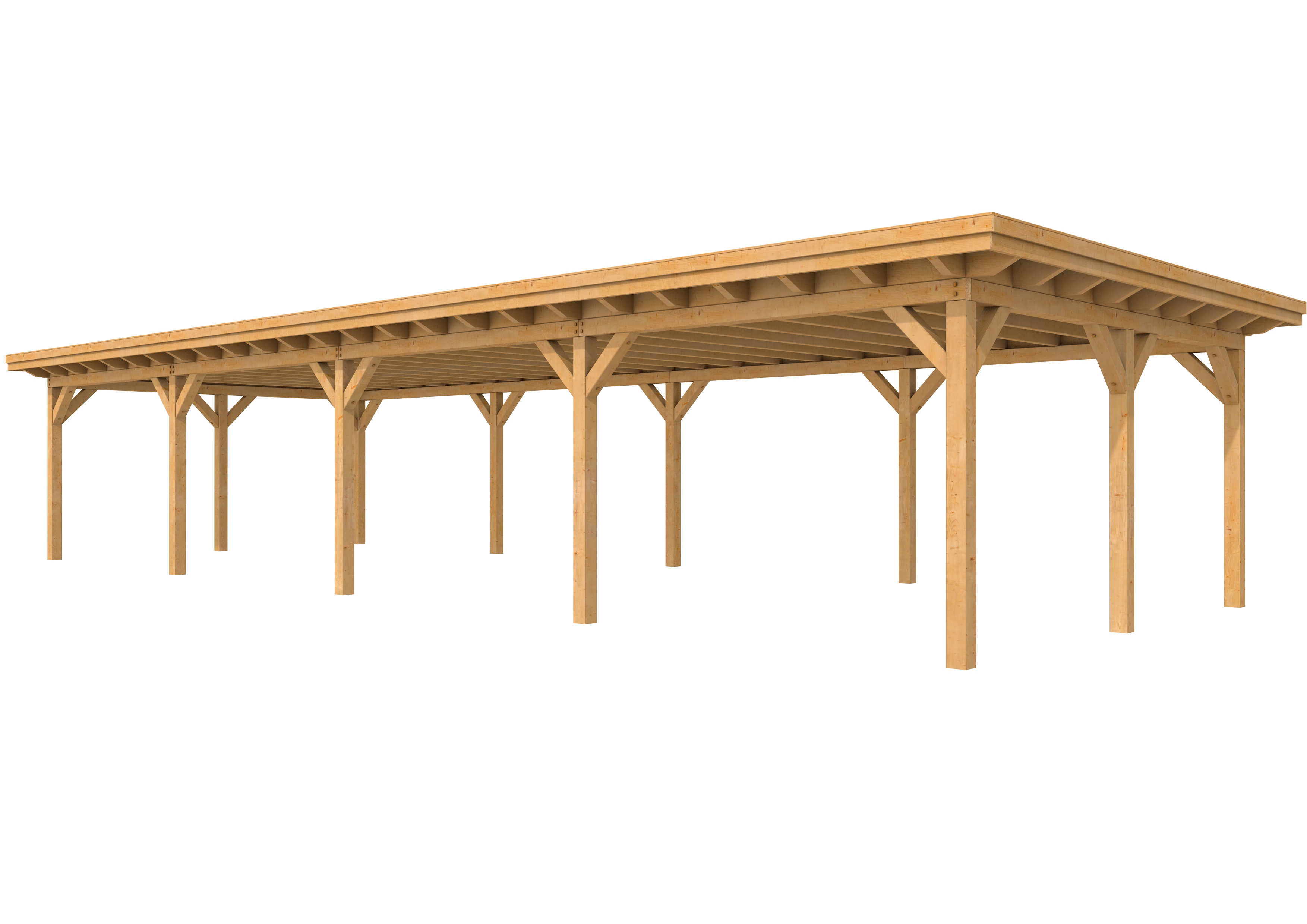 Buitenverblijf plat dak Prestige IV, douglas, basismodel XXXL/D, 1384x499 cm, onbehandeld.