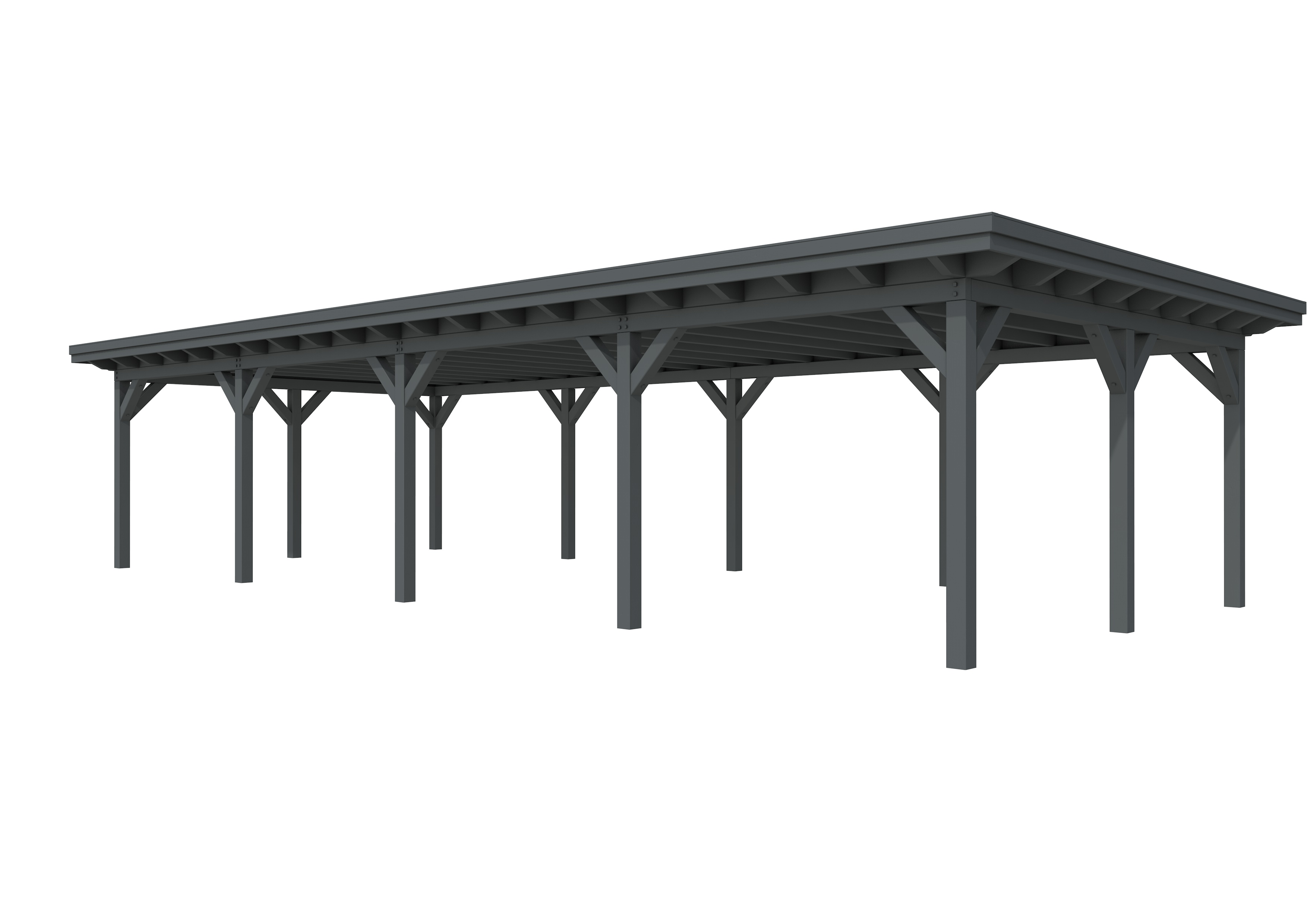 Buitenverblijf plat dak Prestige IV, vuren, basismodel XXXL/C, 1184x499 cm, antraciet gespoten.