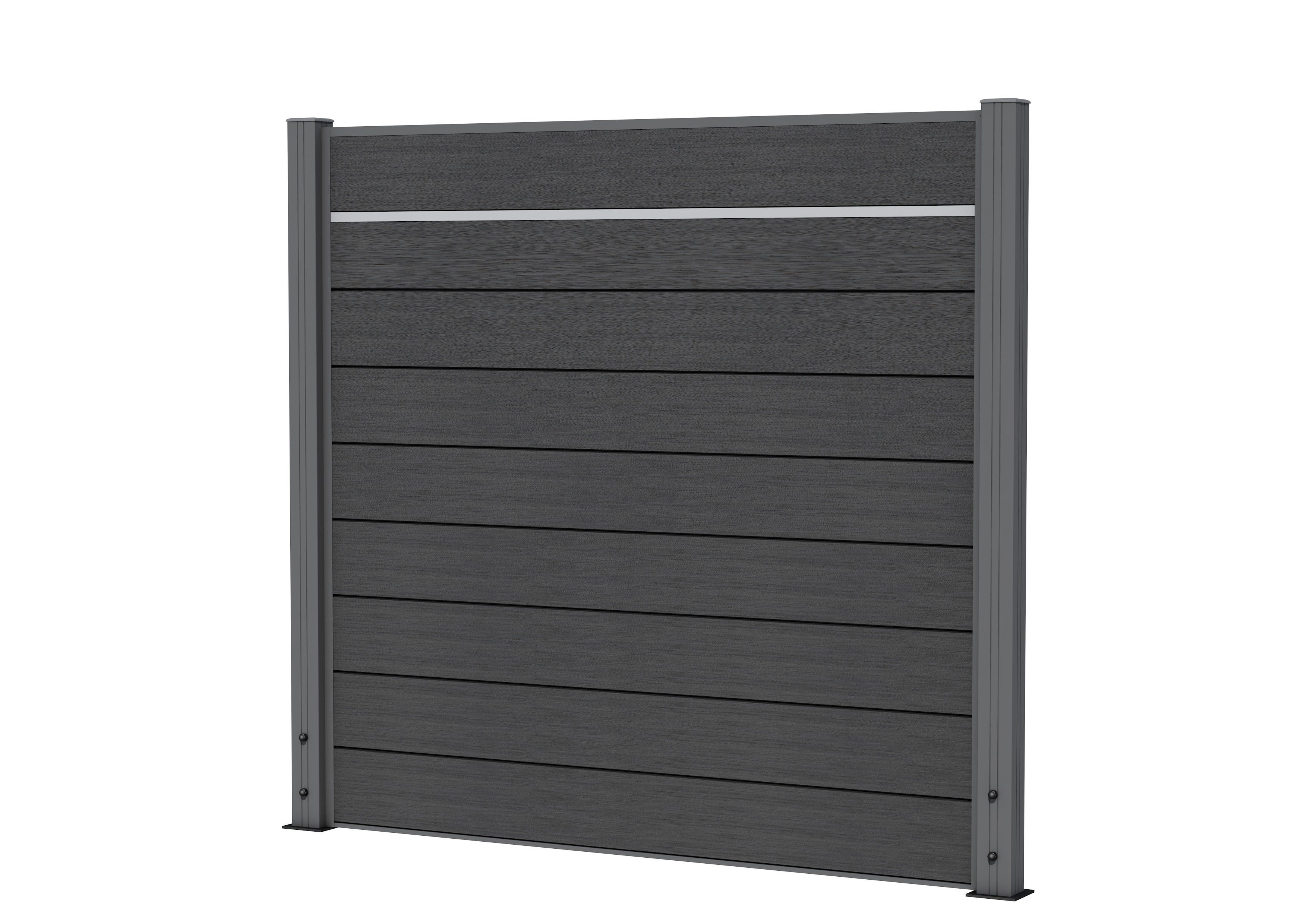 Decoratiestrip t.b.v. composiet scherm, aluminium 2,3 x 2,0 x 180 cm.