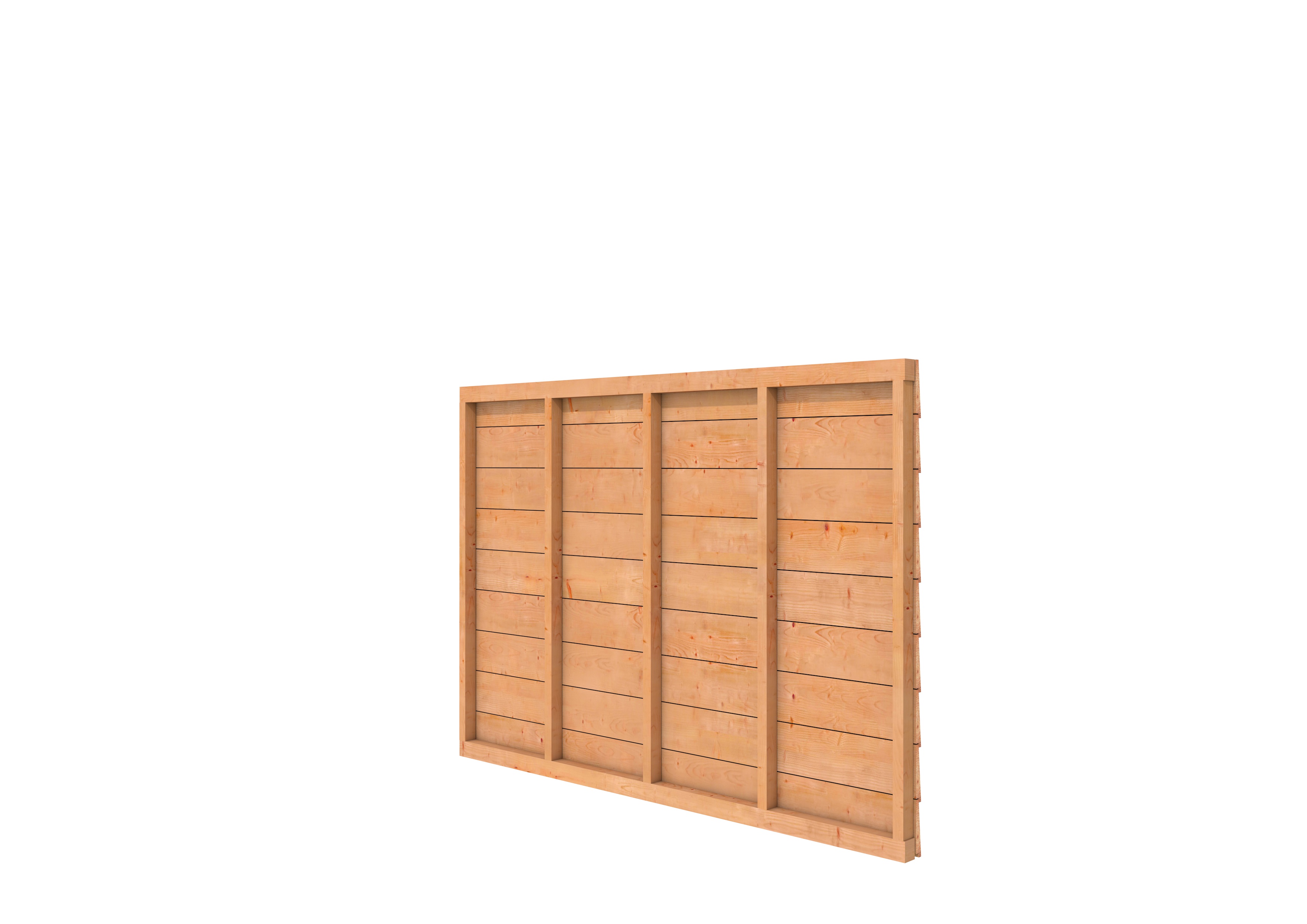 Horizontale wand met regelwerk