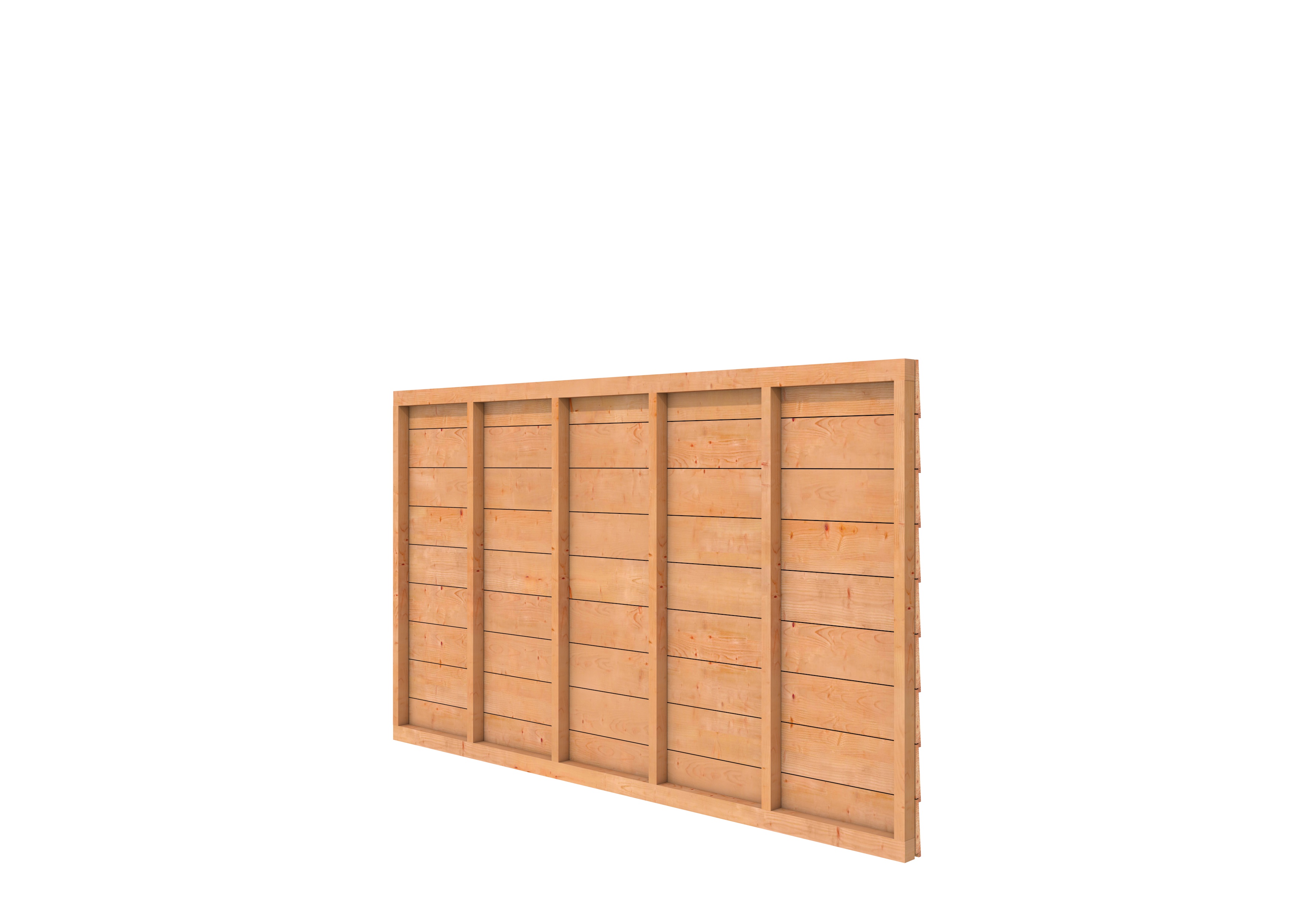 Horizontale wand met regelwerk