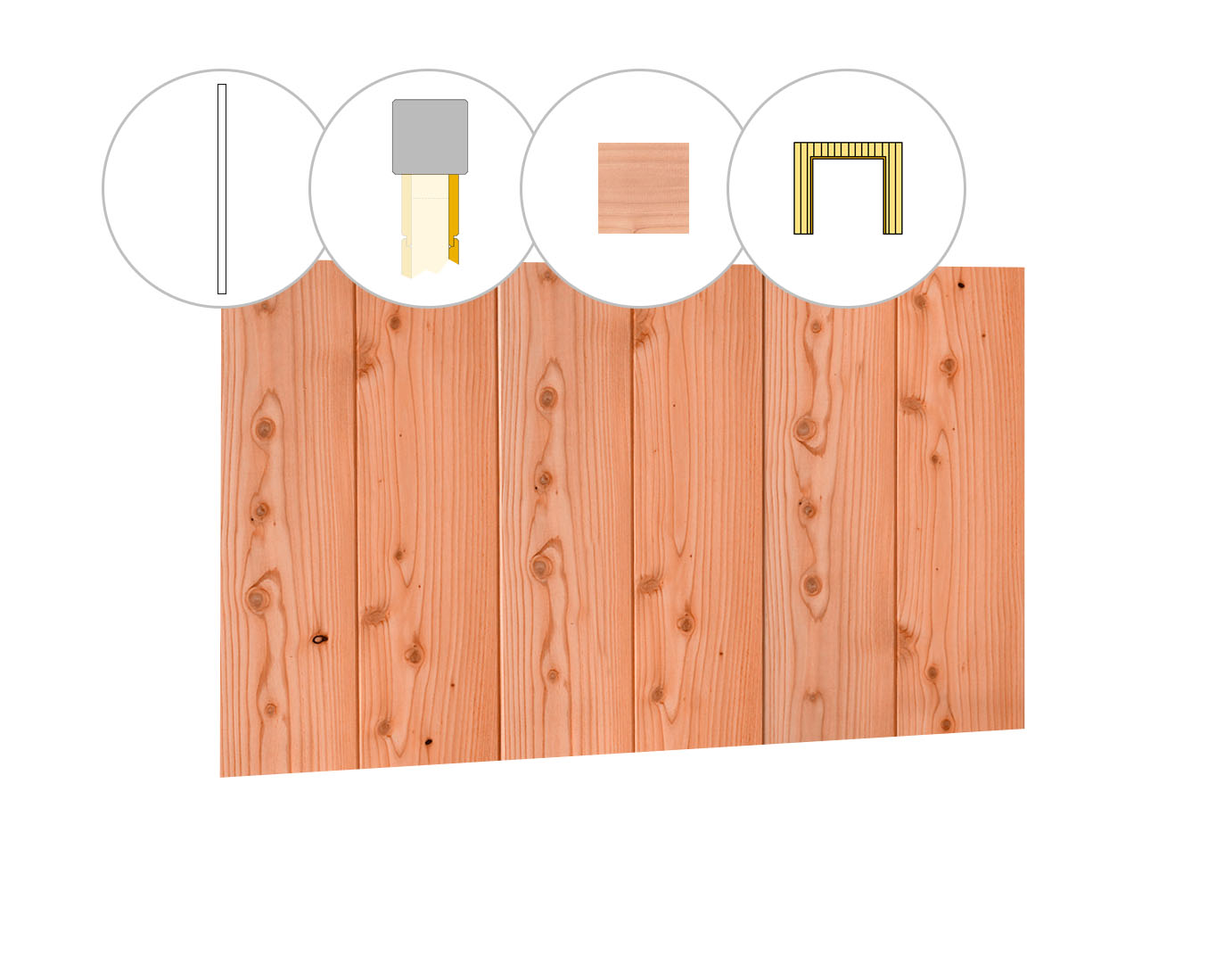 Halfhouts rabat plankenset douglas bij wand C, t.b.v. dubbele deur, 278,5 x 224 cm, onbehandeld.