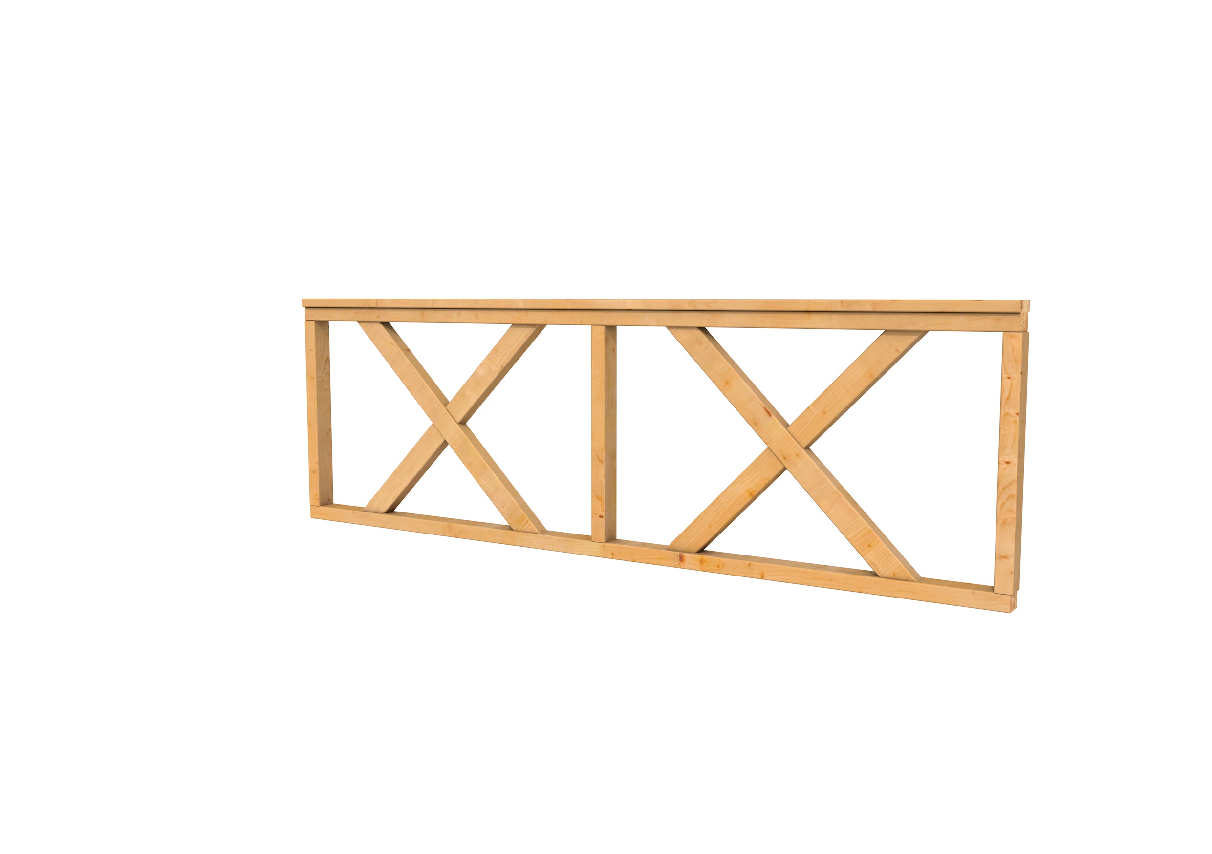 Hekwerk met kruis douglas type B, 228,5 x 73 cm, transparant gespoten.