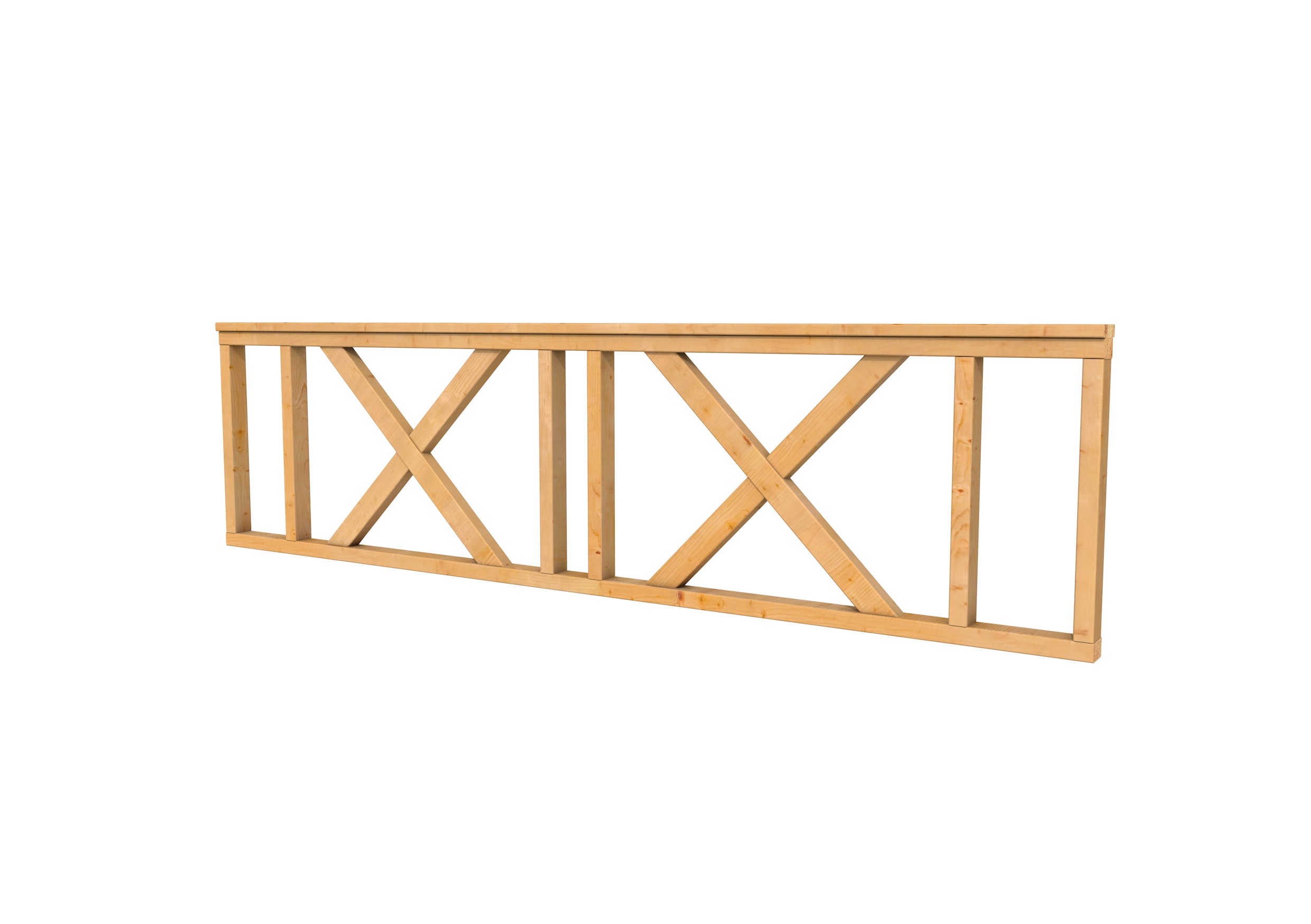 Hekwerk met kruis douglas type C, 278,5 x 73 cm, transparant gespoten.