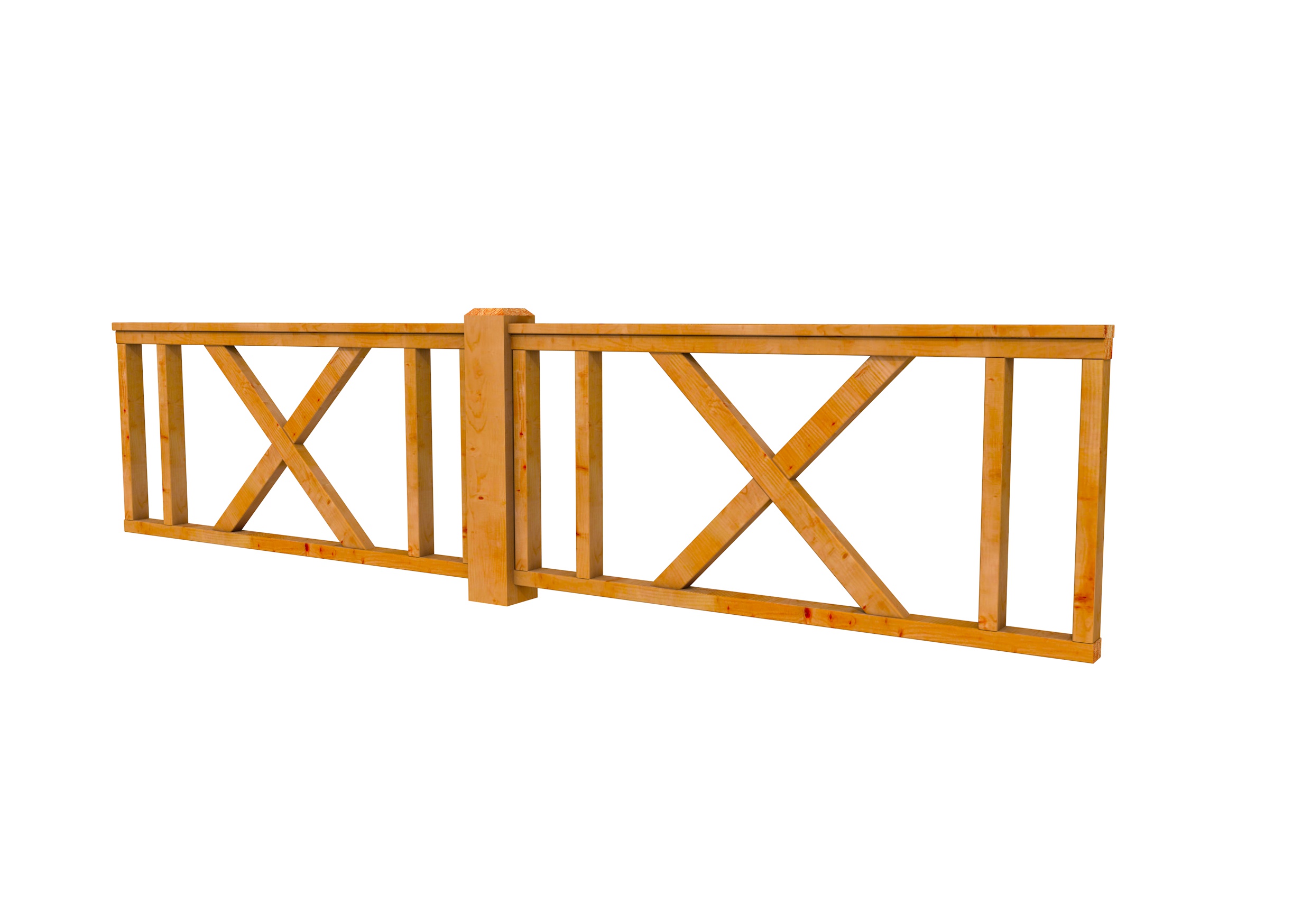 Hekwerk met kruis douglas type D, 328,5 x 73 cm, transparant gespoten.