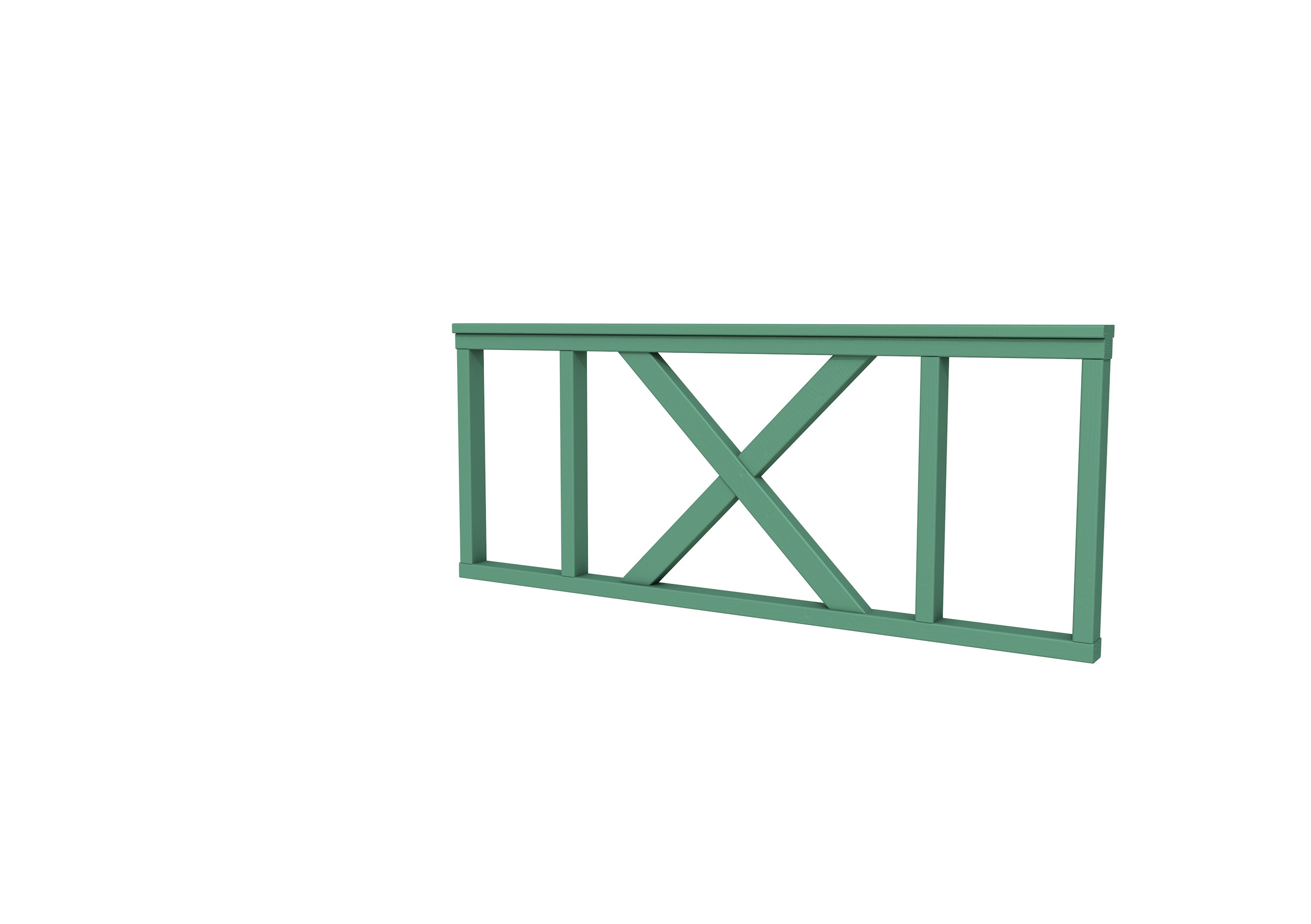 Hekwerk met kruis vuren type A, 178,5 x 73 cm, jungle groen gespoten.