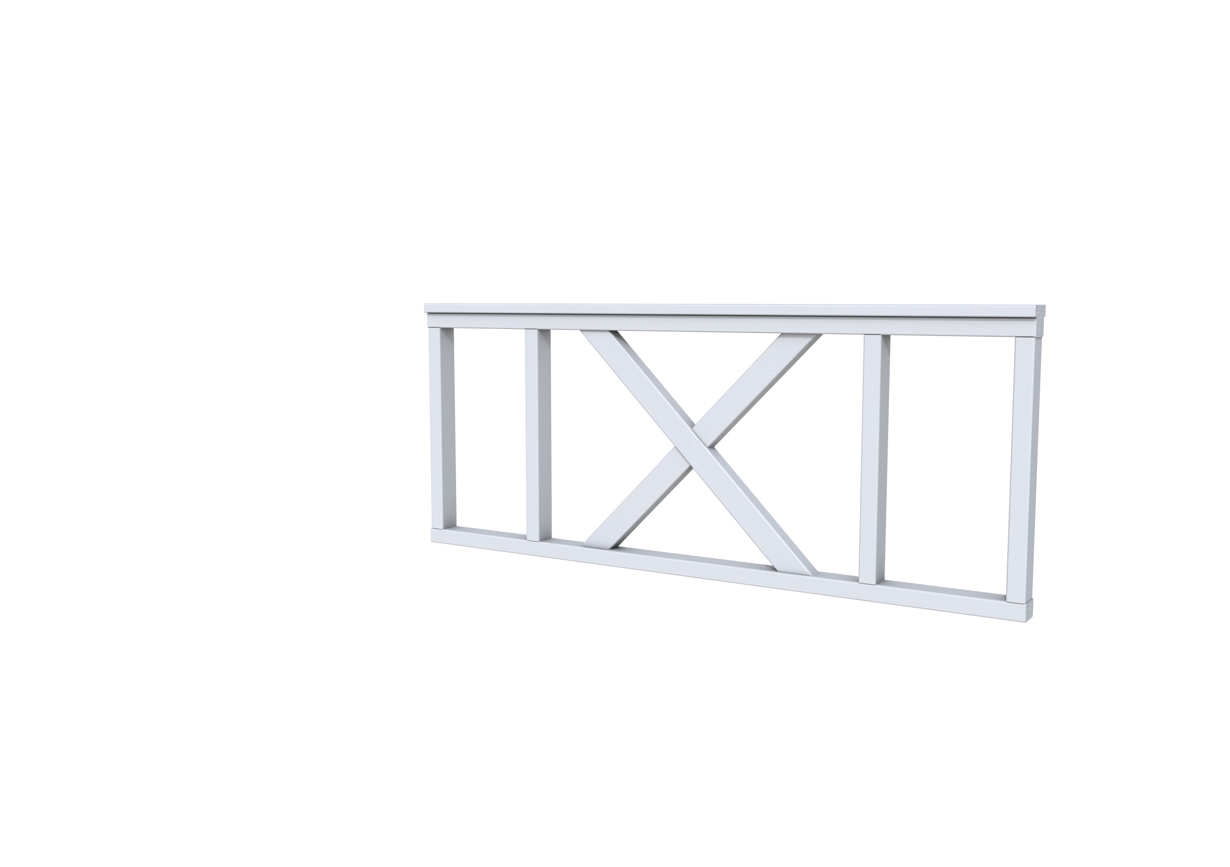 Hekwerk met kruis vuren type A, 178,5 x 73 cm, lichtgrijs gespoten.