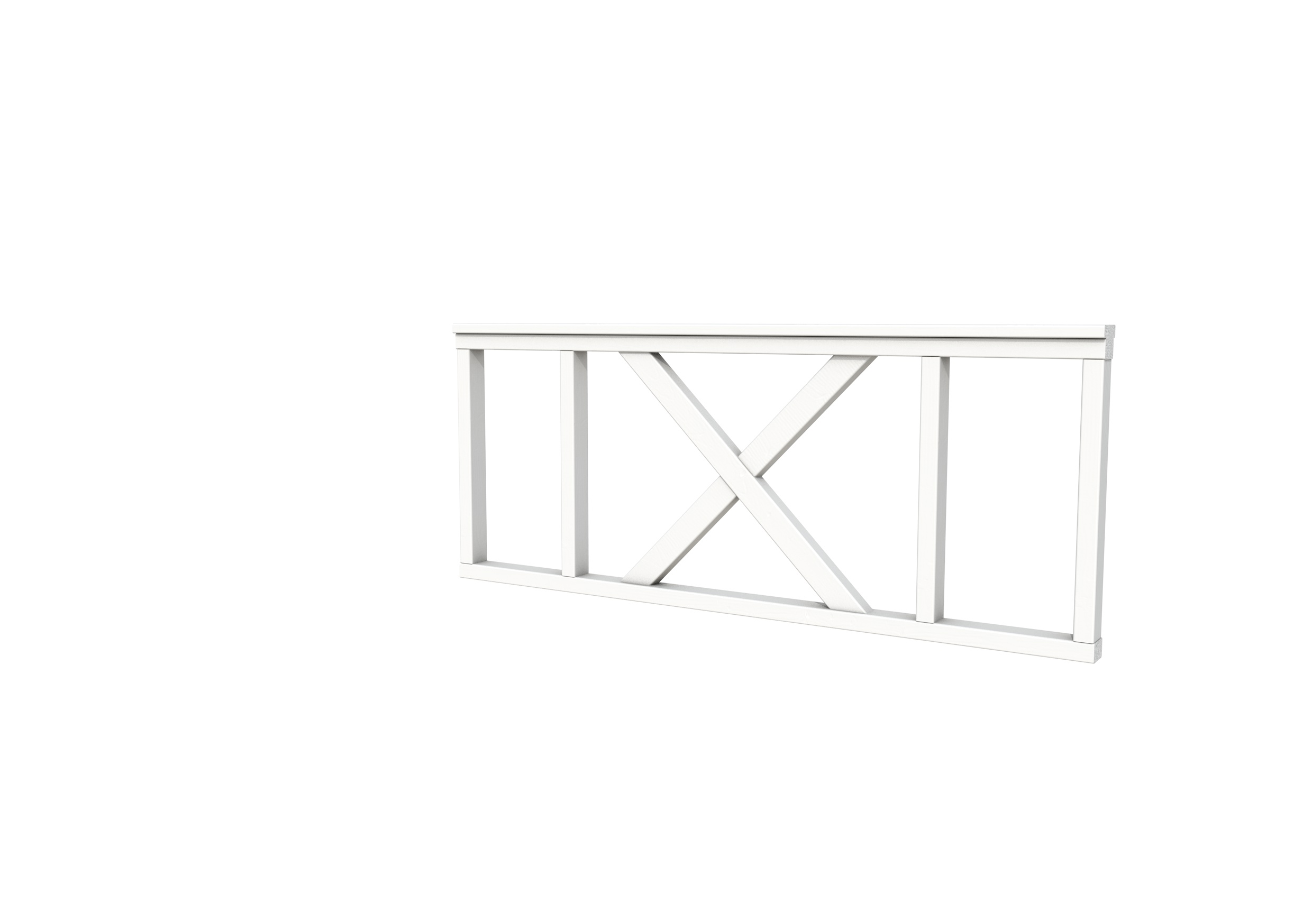 Hekwerk met kruis vuren type A, 178,5 x 73 cm, wit gespoten.
