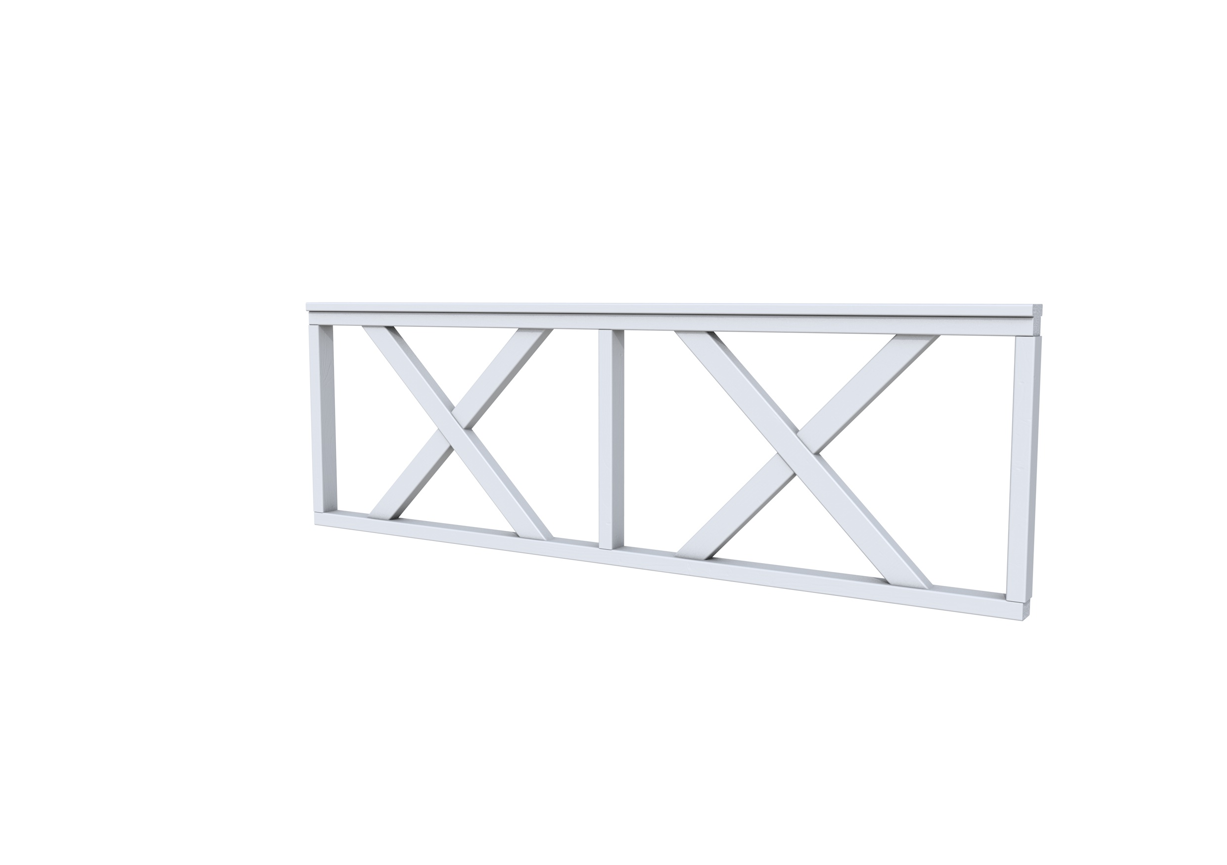 Hekwerk met kruis vuren type B, 228,5 x 73 cm, lichtgrijs gespoten.